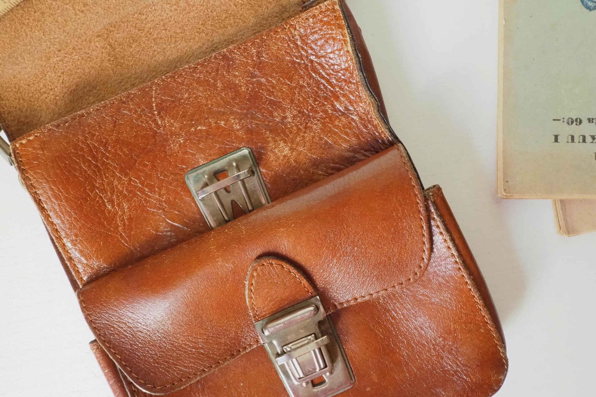 Vintage leather bag | Three Bags leather bag | Brown purse bag | Vintage leather crossbody bag | Vintage belt bag | Made in Finland
