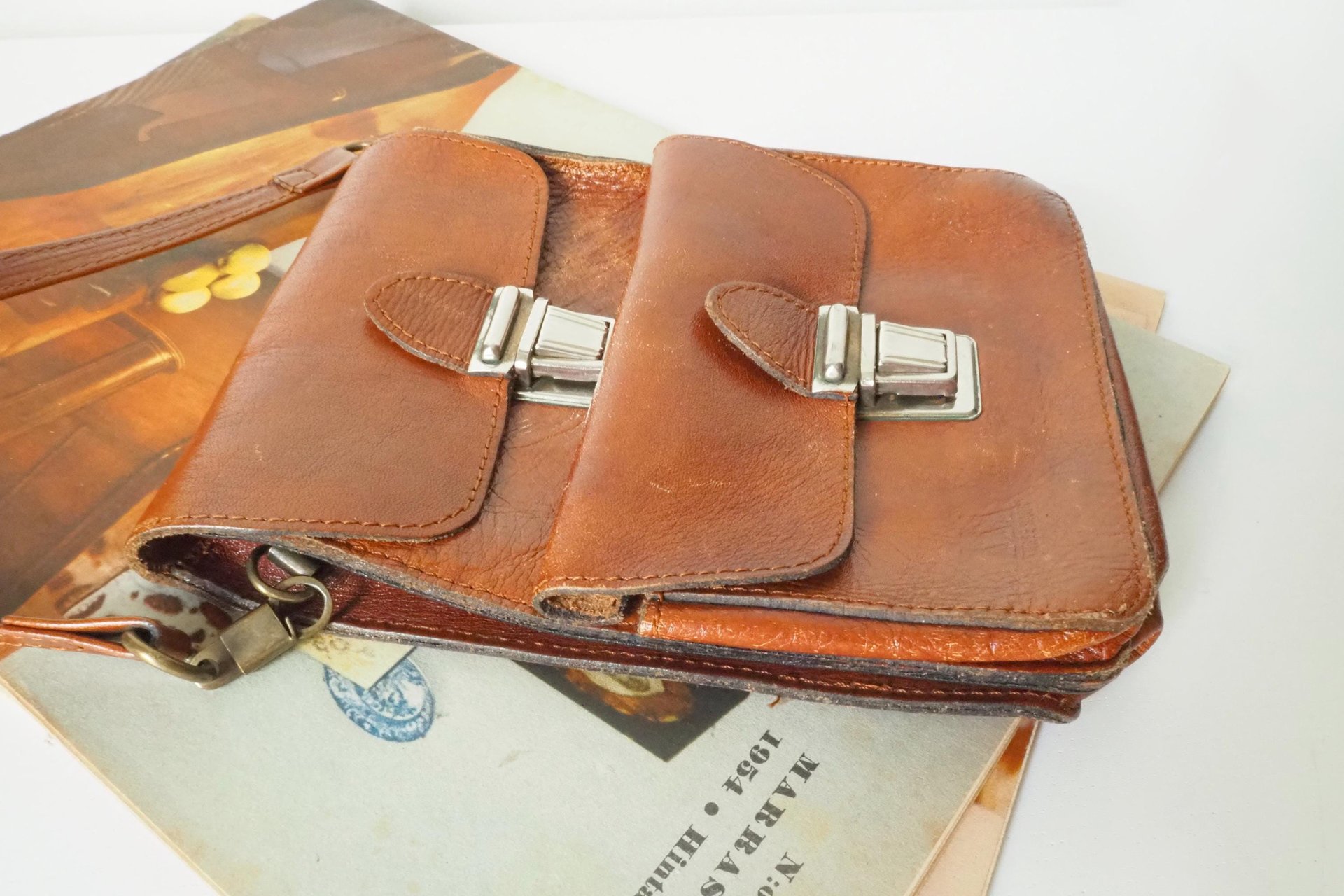 Vintage leather bag | Three Bags leather bag | Brown purse bag | Vintage leather crossbody bag | Vintage belt bag | Made in Finland