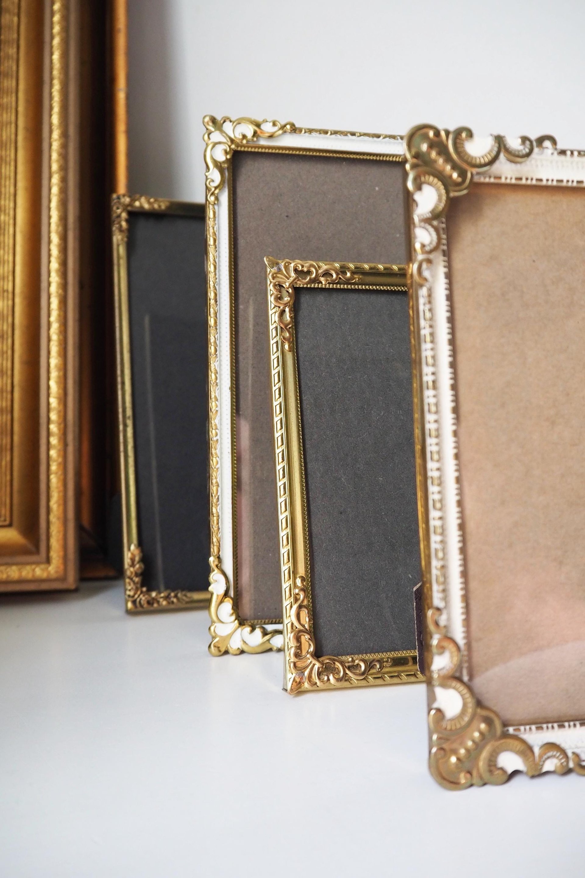 Set of four vintage photo frames | Set of four mismatched vintage frames | Vintage brass picture frames | Vintage brass frame set