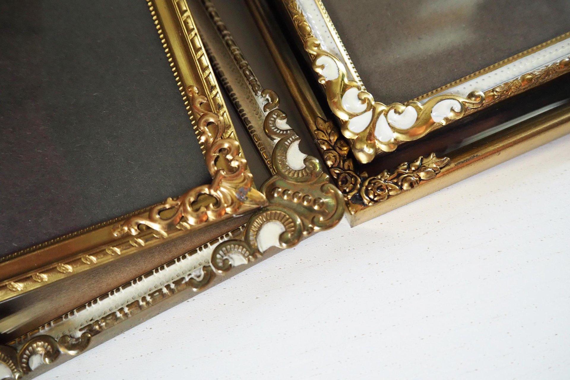 Set of four vintage photo frames | Set of four mismatched vintage frames | Vintage brass picture frames | Vintage brass frame set