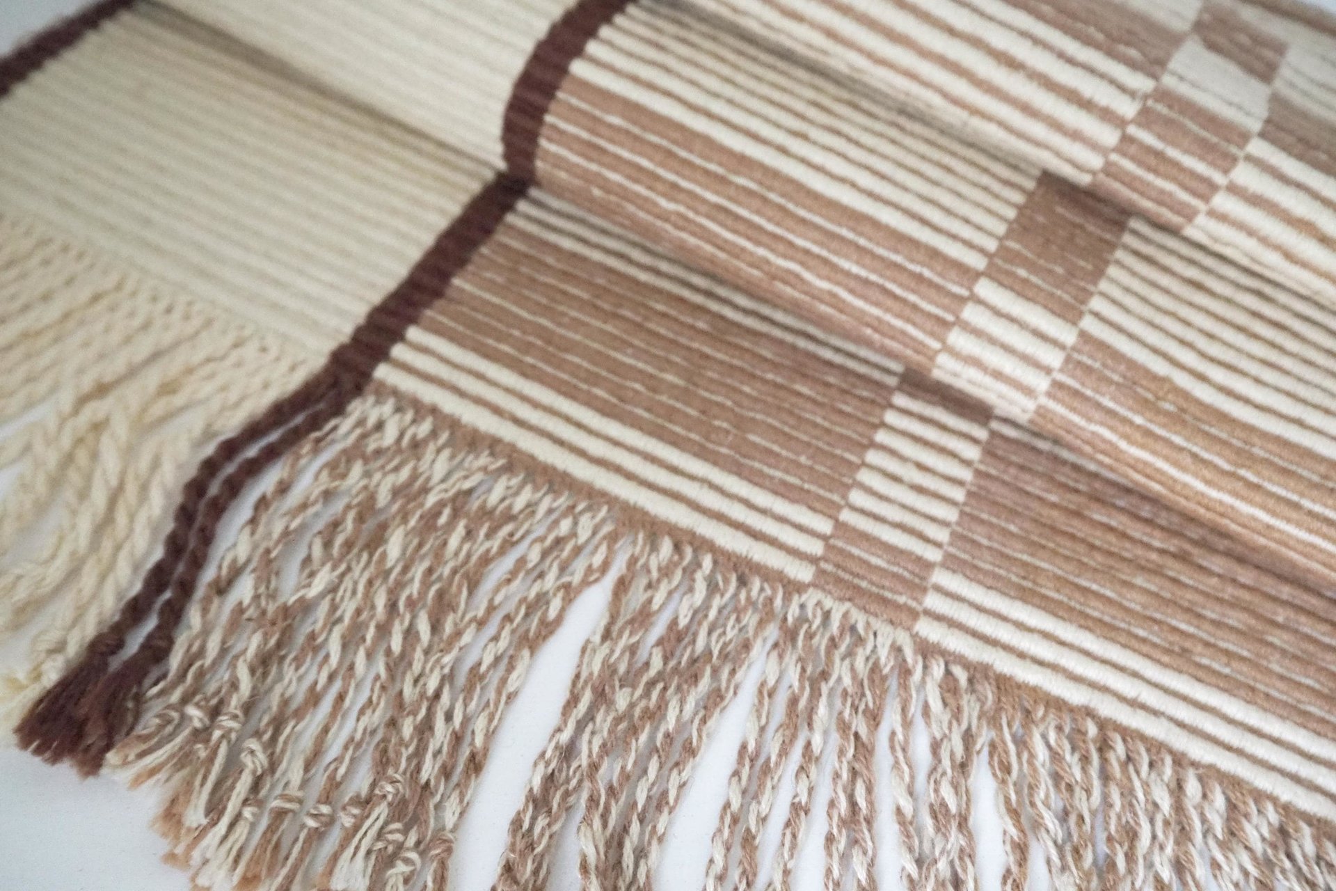 Vintage wall hanging | Large wall hanging | Scandinavian woven textile | Brown and beige wall hanging