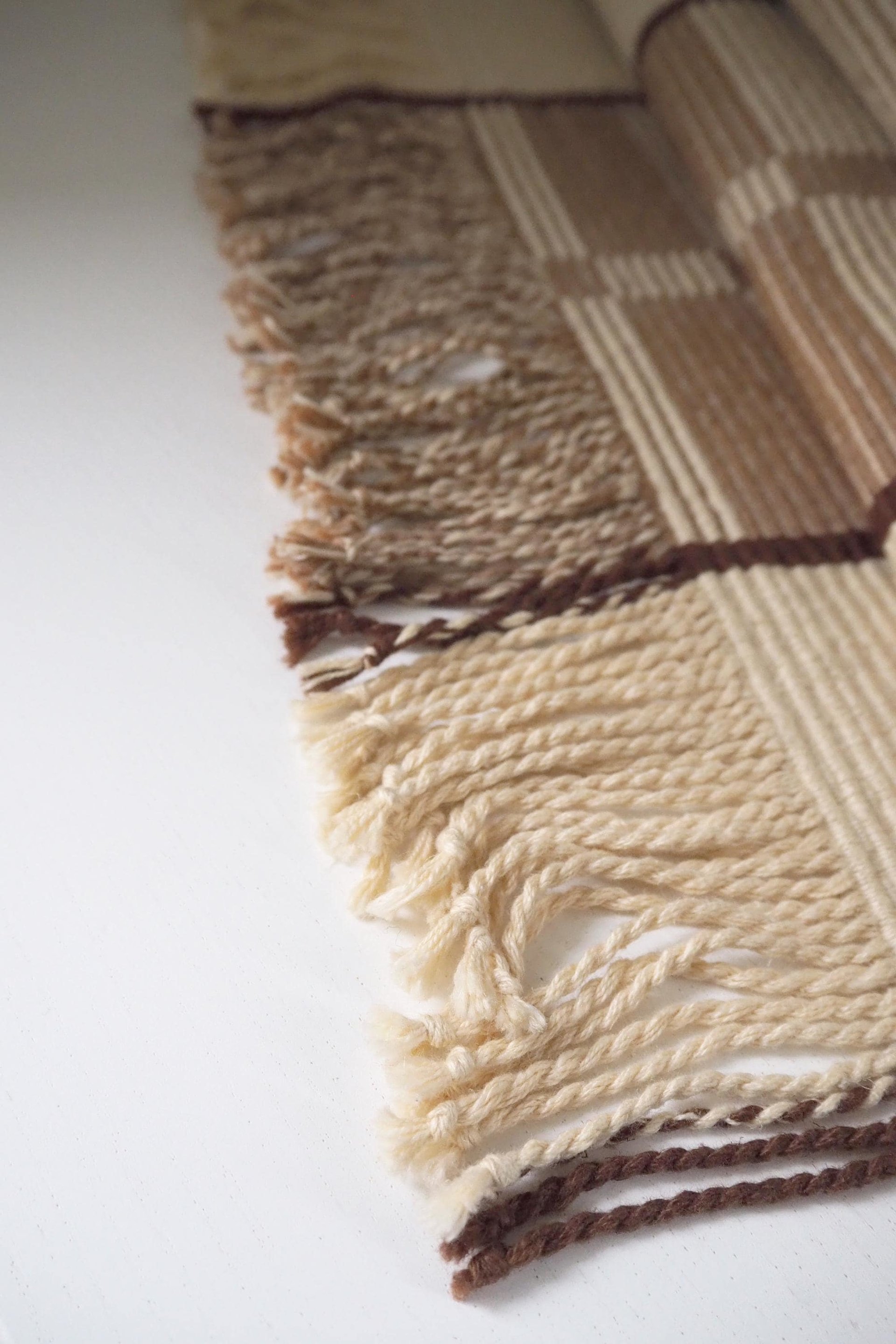 Vintage wall hanging | Large wall hanging | Scandinavian woven textile | Brown and beige wall hanging