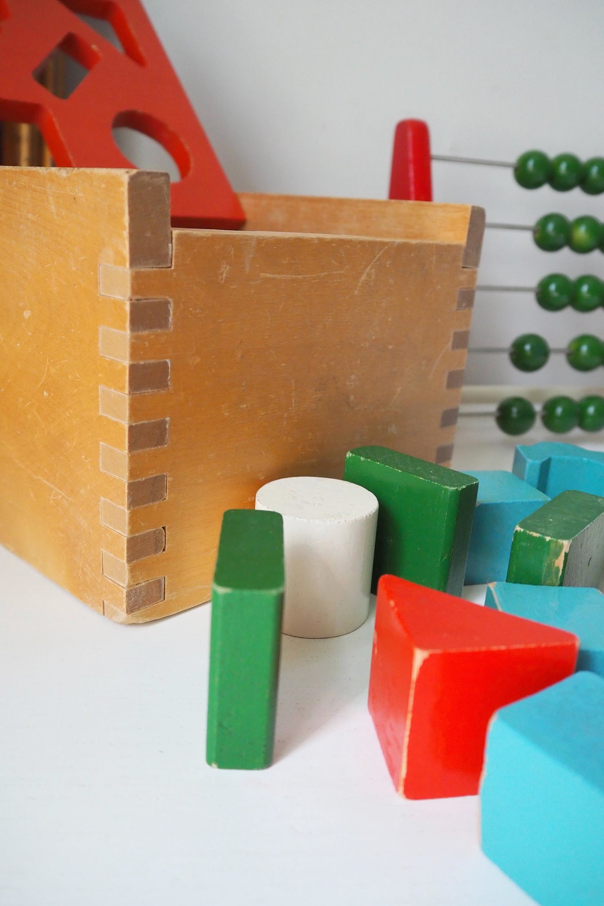 Vintage wooden toy set | Vintage children's abacus | Wooden shape sorter | Vintage wooden blocks | Vintage wooden dog | Vintage wooden toys