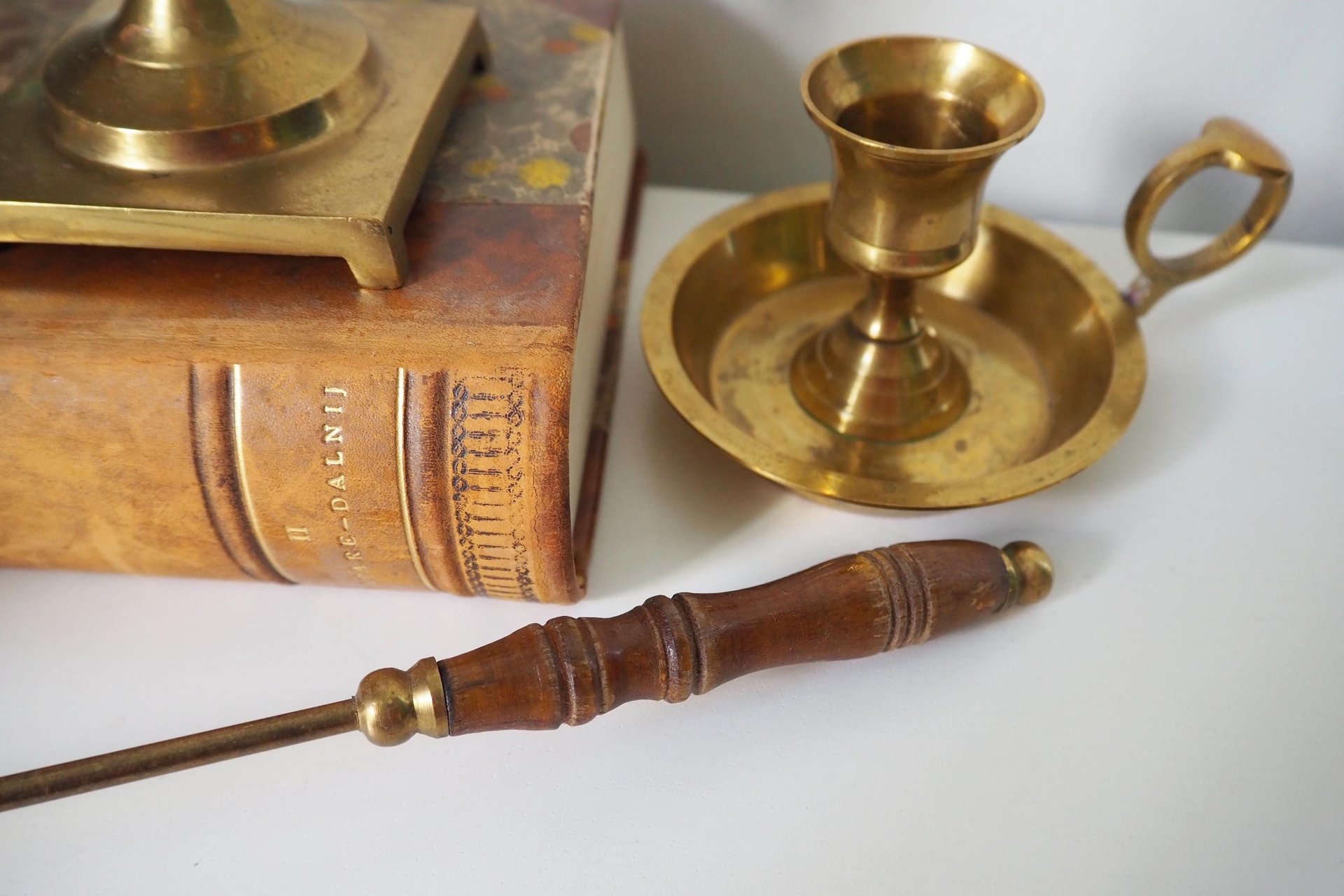 Set of five mismatched vintage candlestick holders | Small candlestick holders | Vintage brass candle holders | Mismatched candle holders