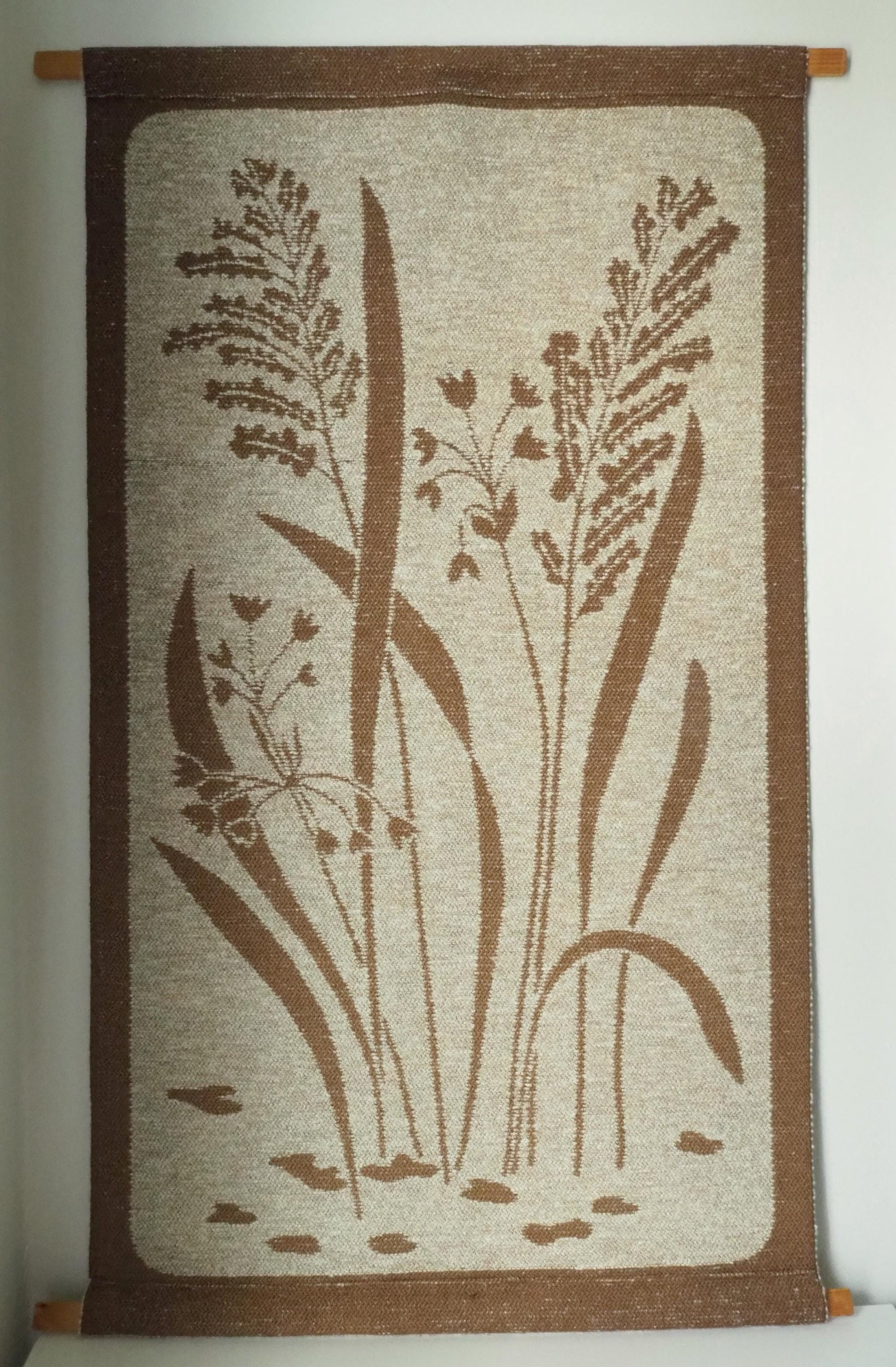 Vintage wall hanging | Large wall hanging | Scandinavian woven textile | Brown wall hanging