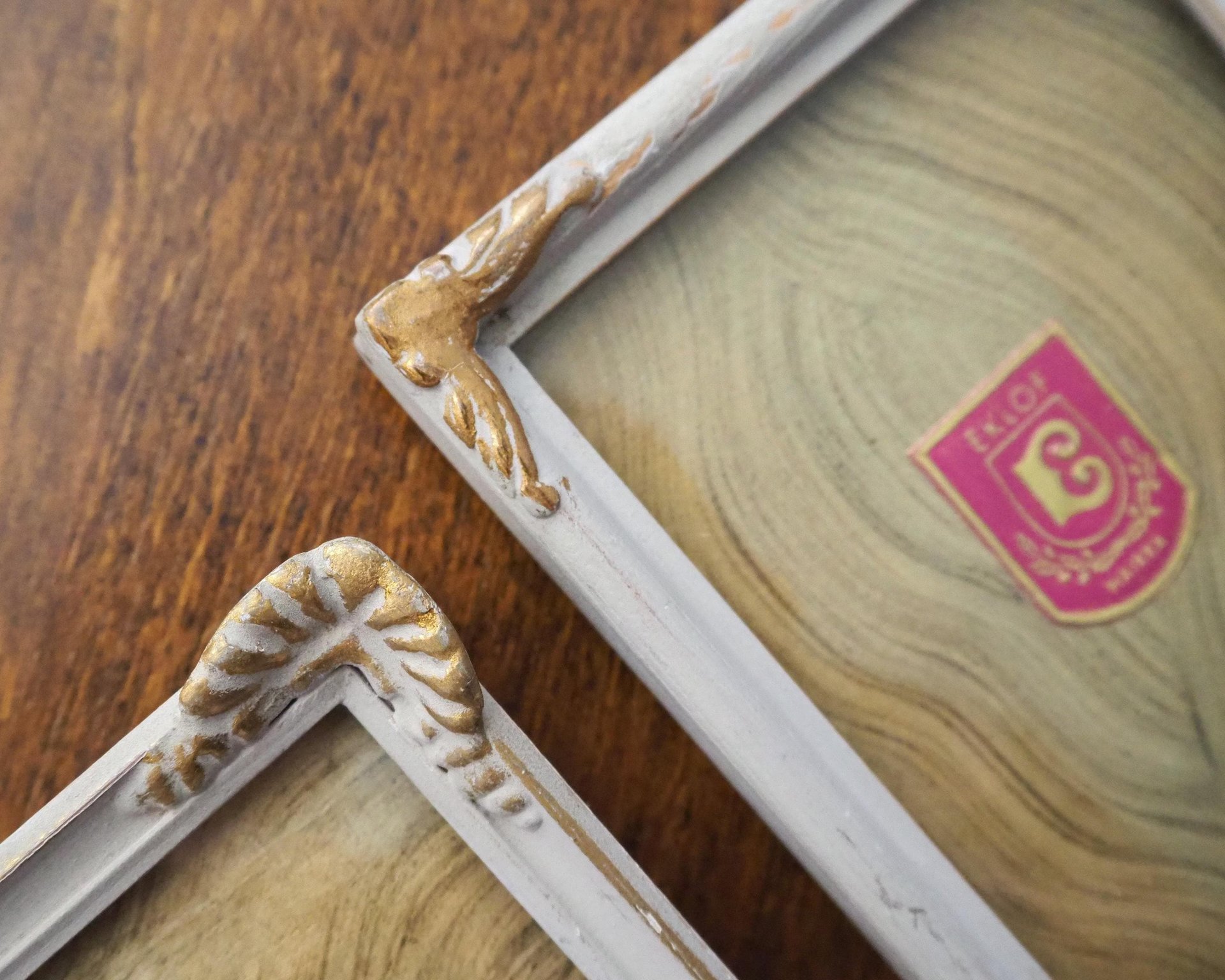 Set of two vintage frames | Vintage wooden picture frames | Vintage Eklöf photo frame | Made in Finland | Mismatched photo frames