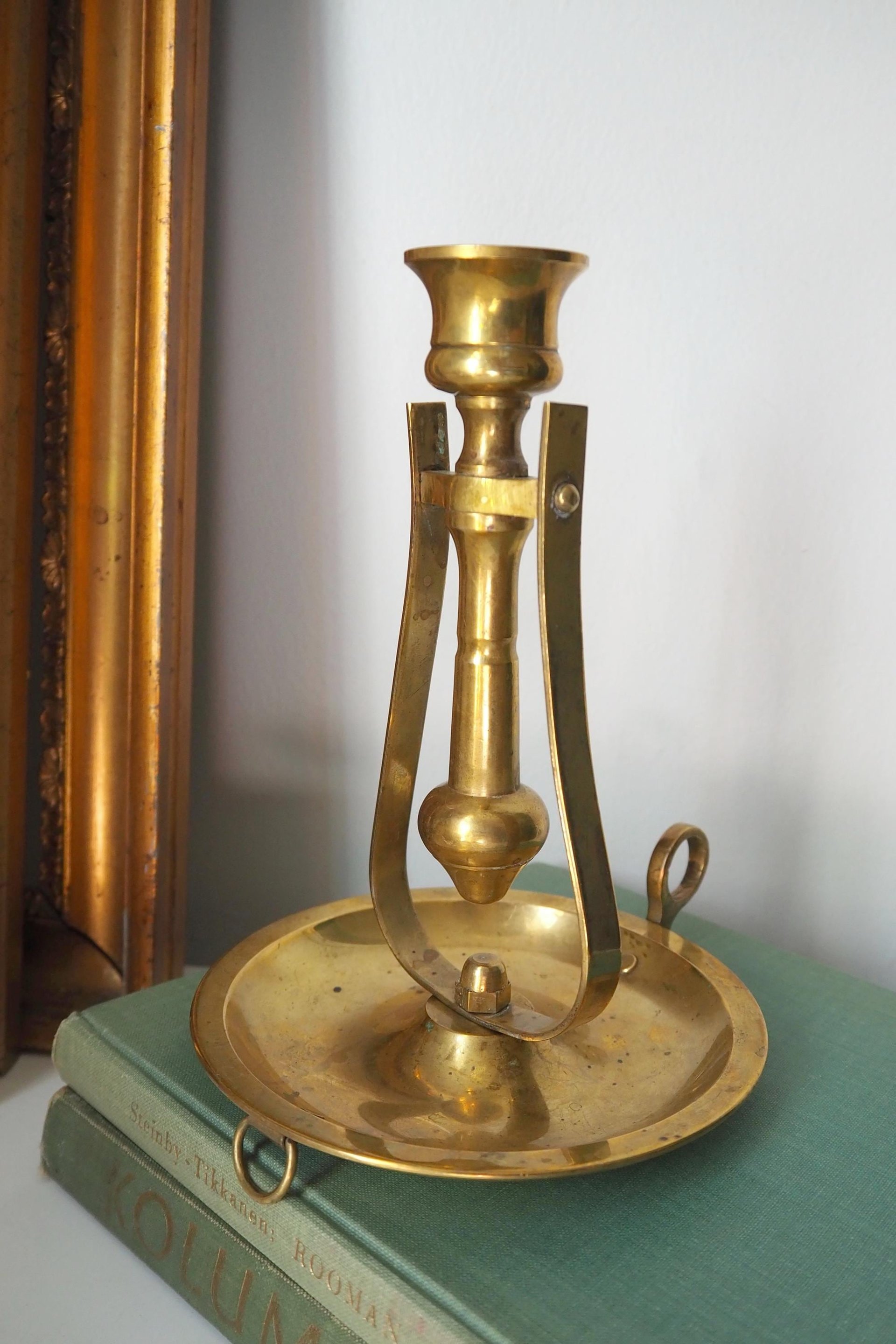 Vintage gimbal candlestick holder | Gimbal brass candlestick holder | Vintage chamber candle holder | Vintage ship candlestick holder