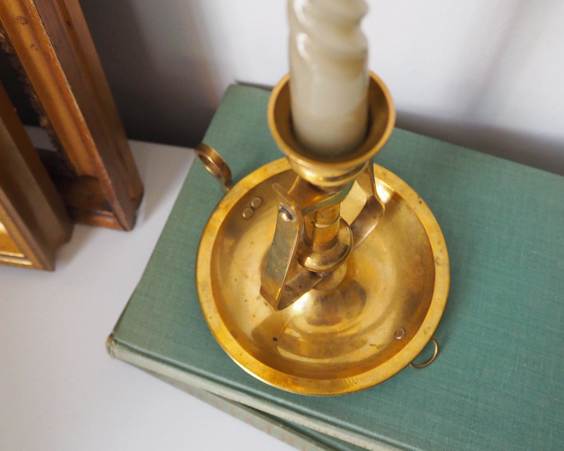 Vintage gimbal candlestick holder | Gimbal brass candlestick holder | Vintage chamber candle holder | Vintage ship candlestick holder