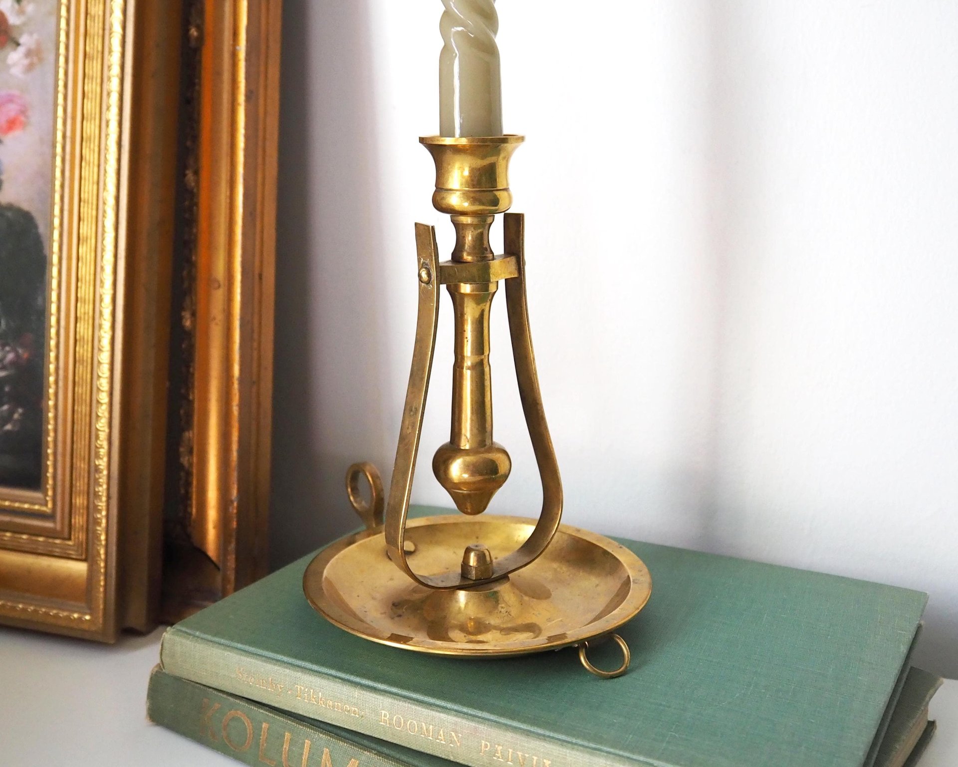 Vintage gimbal candlestick holder | Gimbal brass candlestick holder | Vintage chamber candle holder | Vintage ship candlestick holder