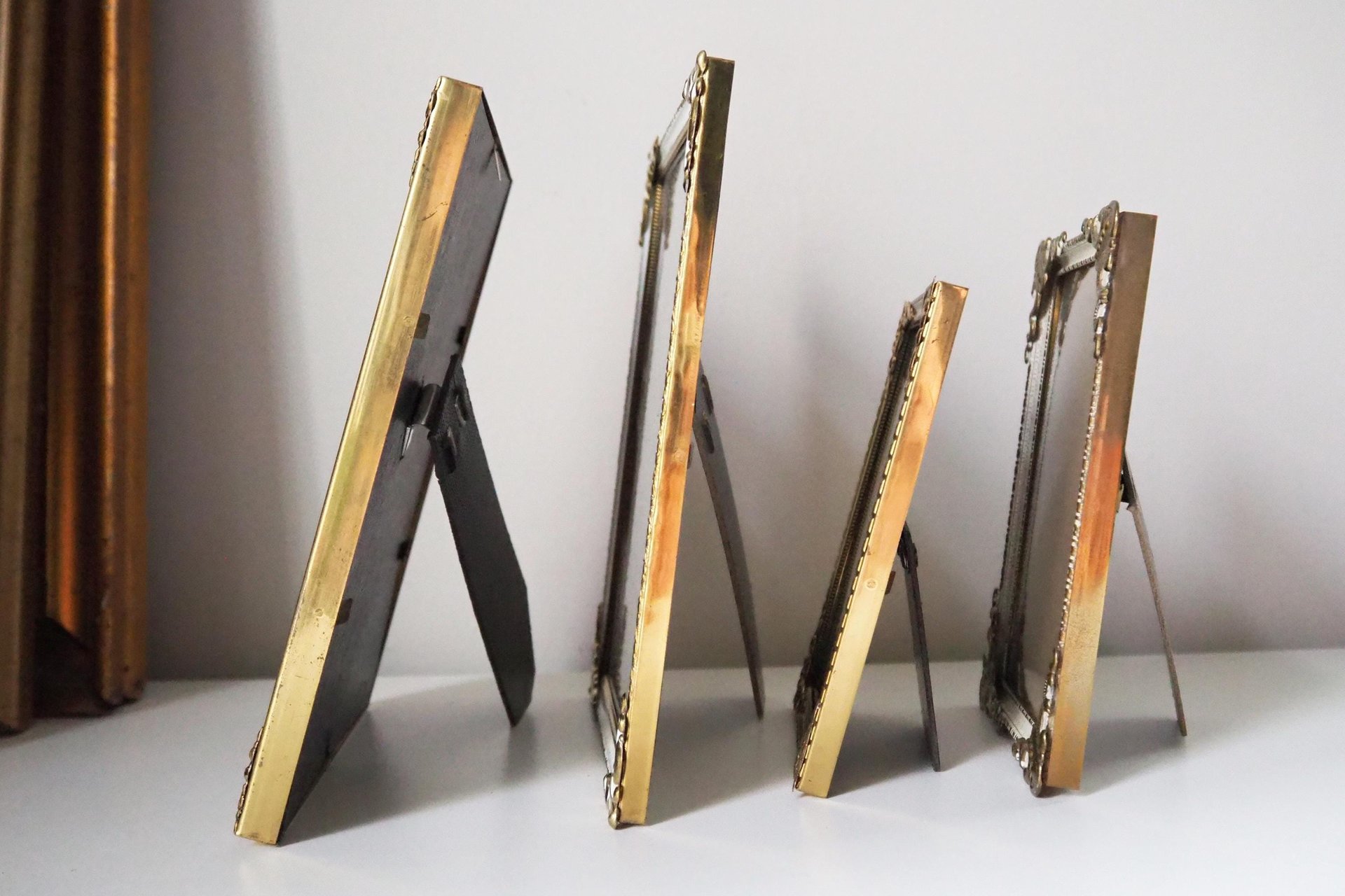 Set of four vintage photo frames | Set of four mismatched vintage frames | Vintage brass picture frames | Vintage brass frame set