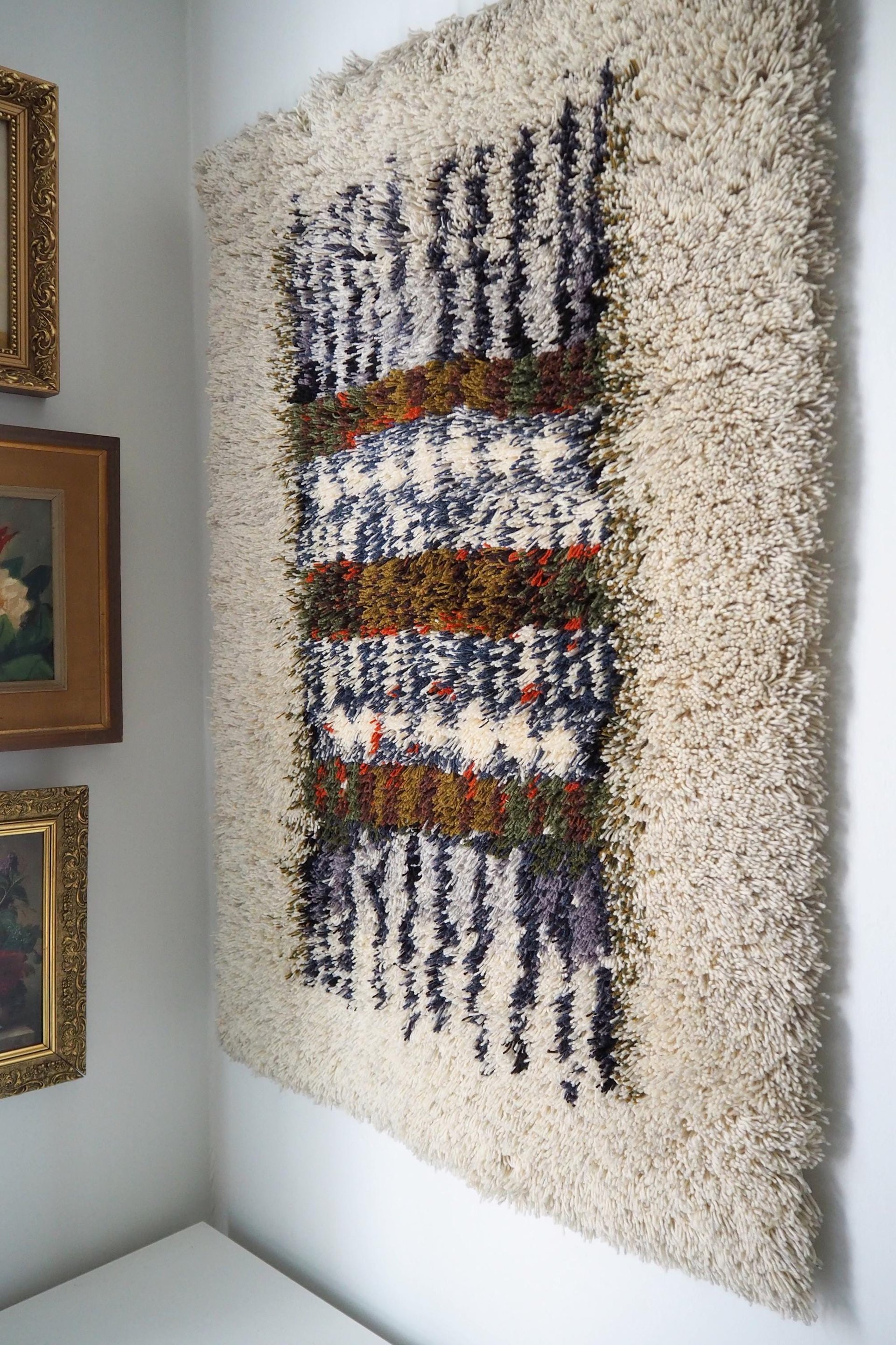 Vintage Rya wall hanging | Scandinavian Rya rug | Wool vintage wall hanging | Vintage wool Rya rug | Traditional Scandinavian wall hanging