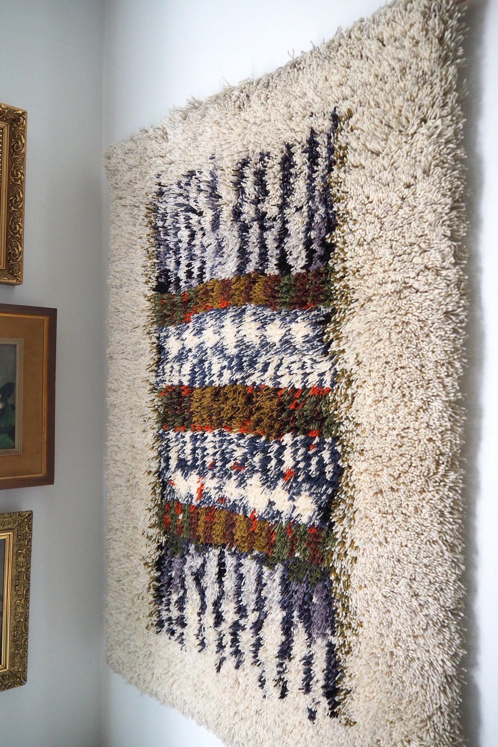 Vintage Rya wall hanging | Scandinavian Rya rug | Wool vintage wall hanging | Vintage wool Rya rug | Traditional Scandinavian wall hanging
