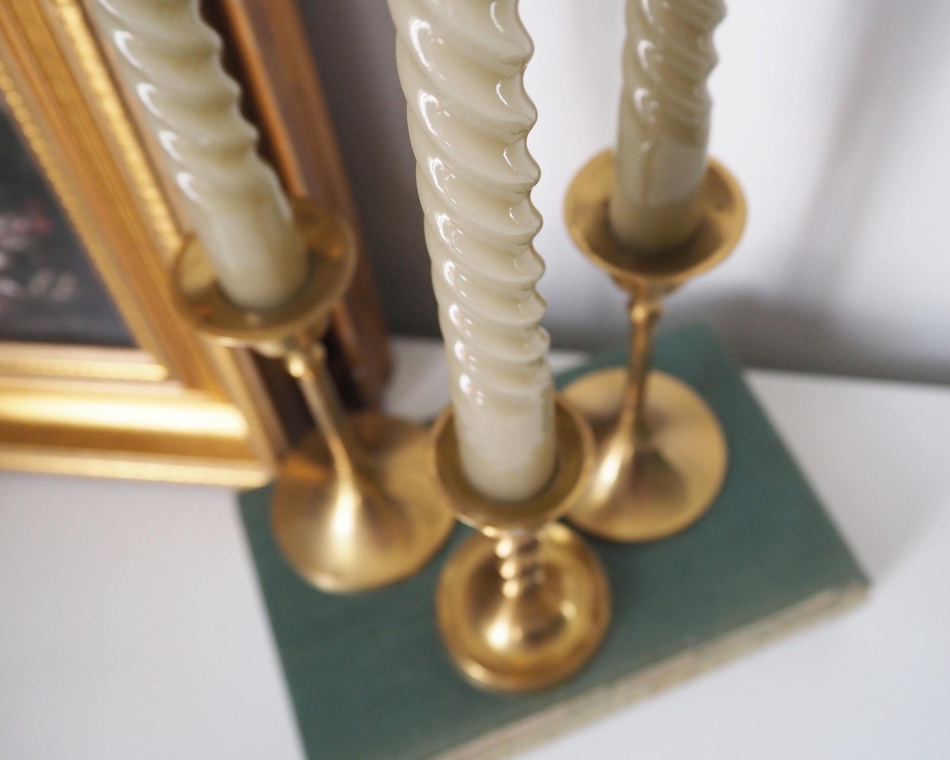 Set of three mismatched vintage candlesticks | Candle holders | Vintage brass candle holders | Mismatched brass candle holders