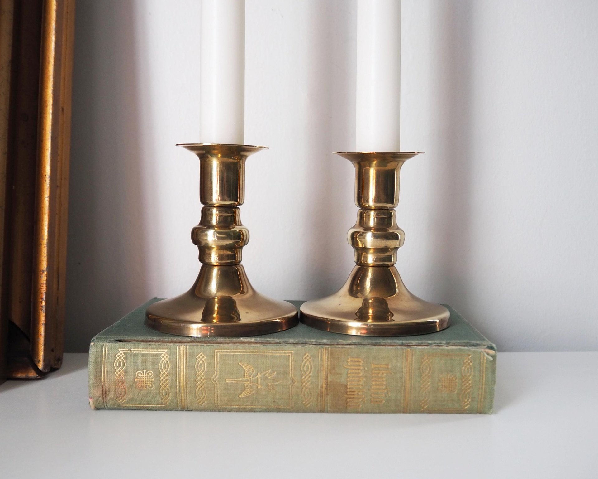 Pair of vintage candlestick holders | Brass candlestick holders | Simple brass candlestick holders
