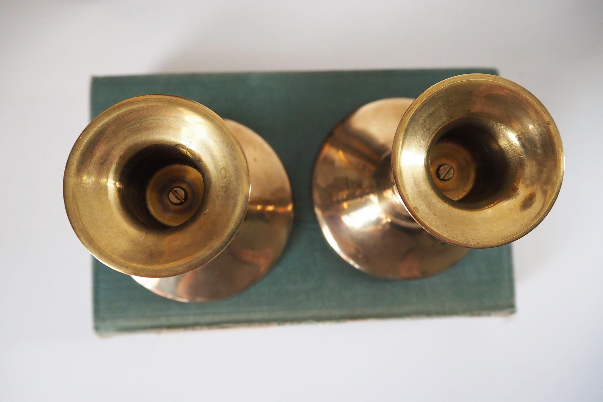 Pair of vintage candlestick holders | Brass candlestick holders | Simple brass candlestick holders