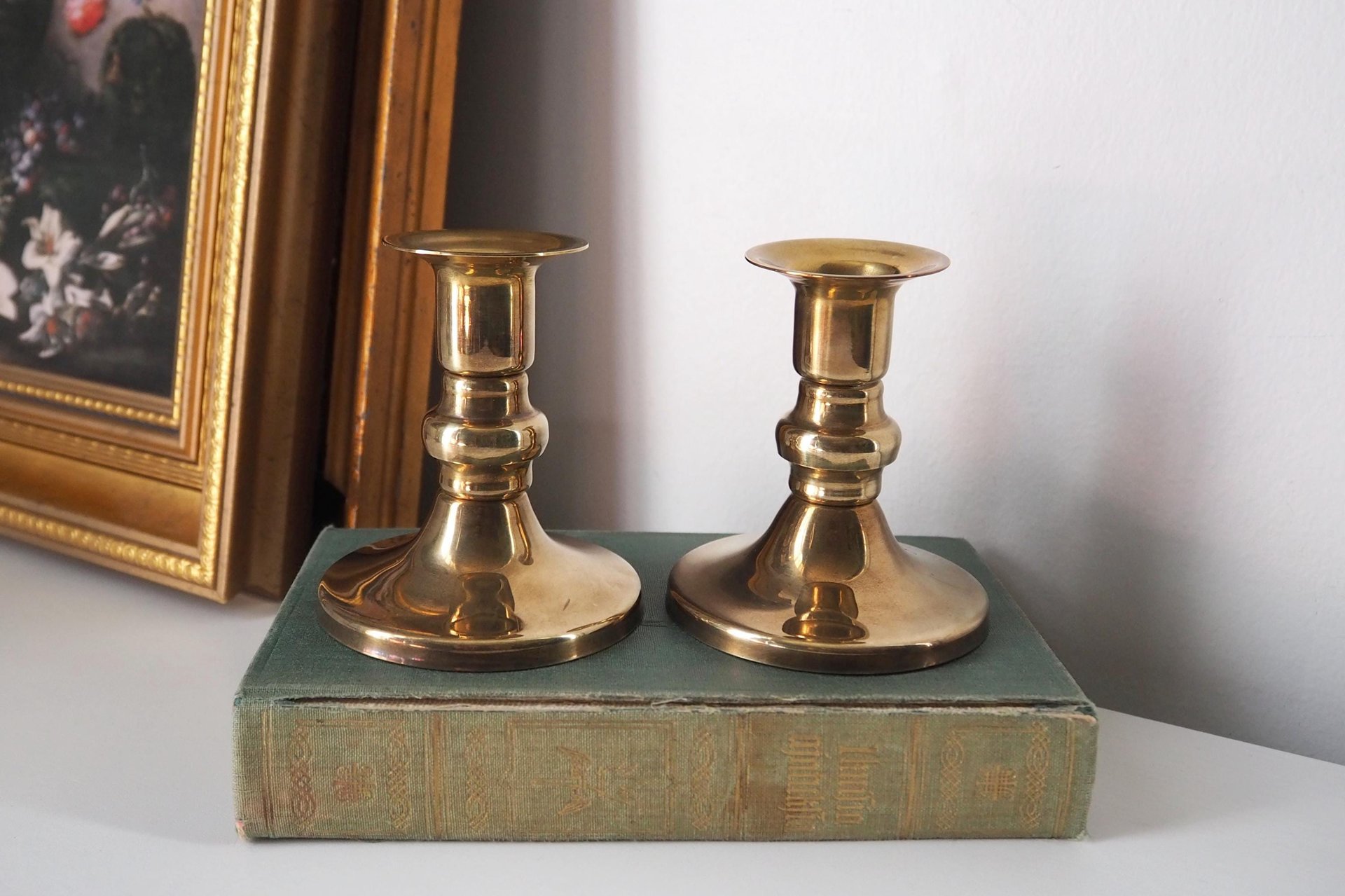 Pair of vintage candlestick holders | Brass candlestick holders | Simple brass candlestick holders