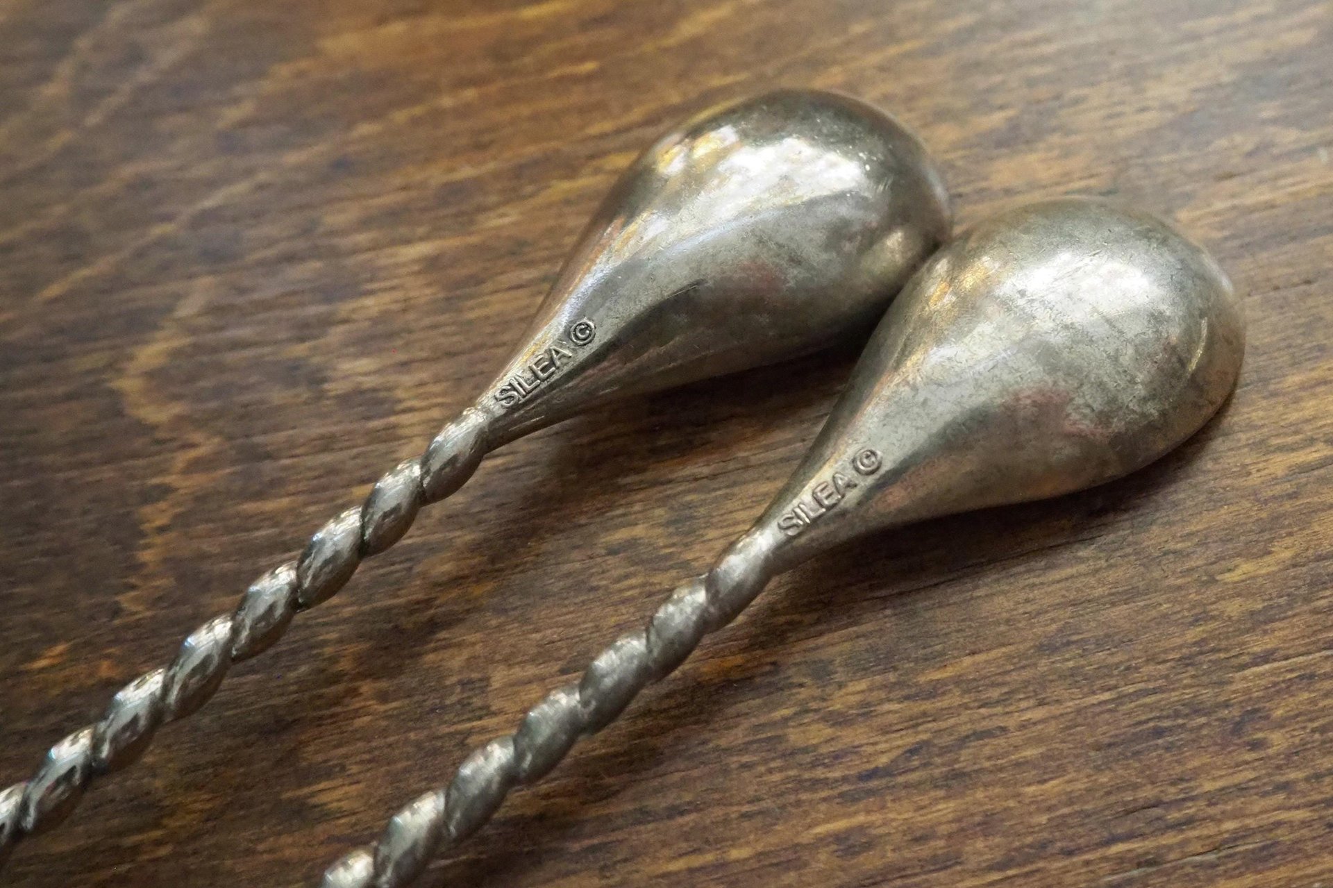 Set of seven vintage spoons | Silea tassel twisted handle spoons | Long vintage spoons | Silea spoons | Vintage dessert spoons