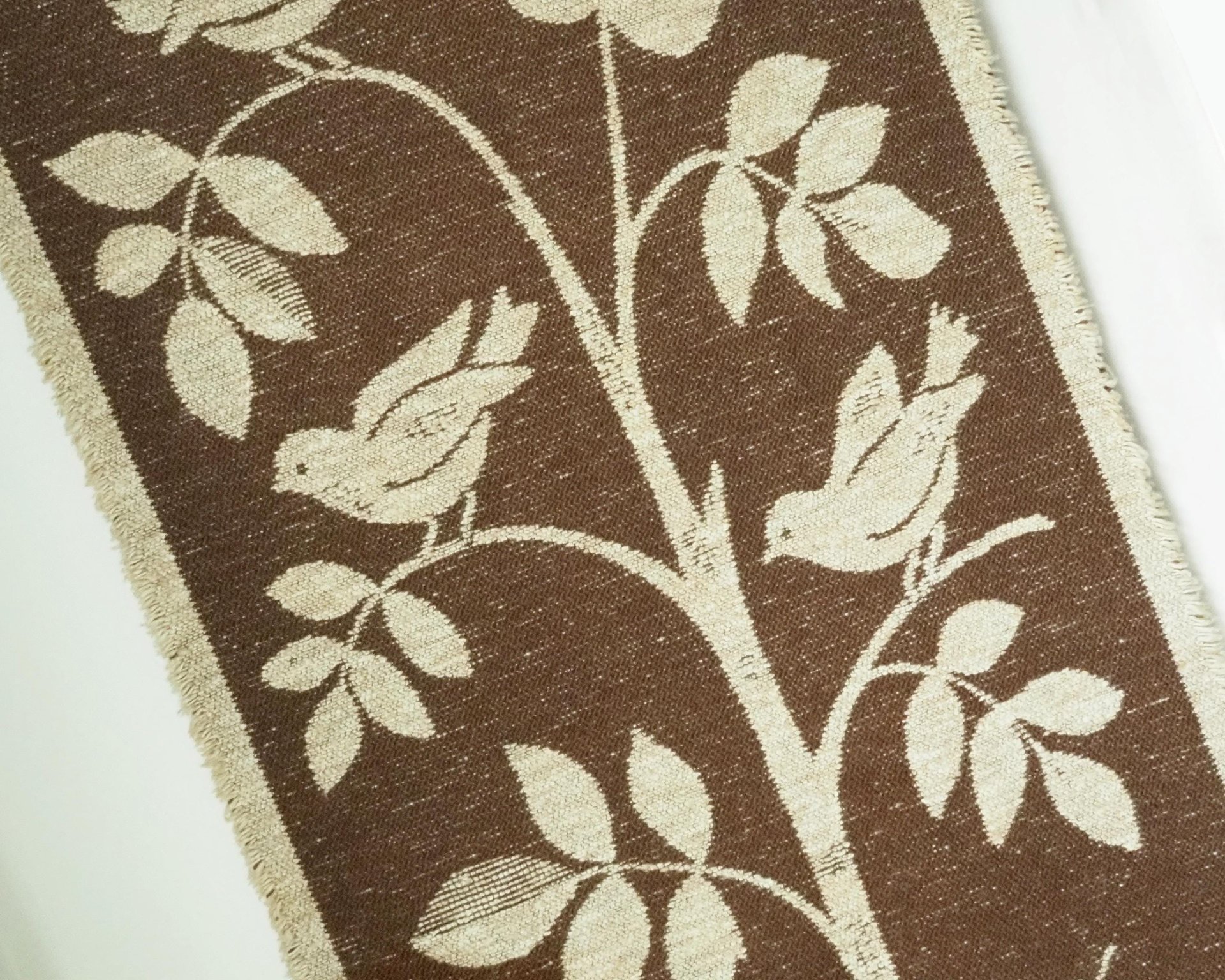 Vintage wall hanging | Large wall hanging | Scandinavian woven textile | Bird wall hanging | Brown and white wall hanging