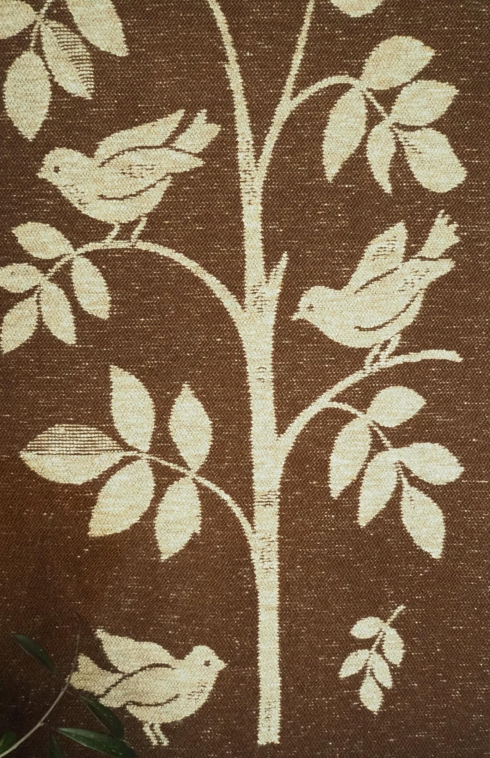Vintage wall hanging | Large wall hanging | Scandinavian woven textile | Bird wall hanging | Brown and white wall hanging