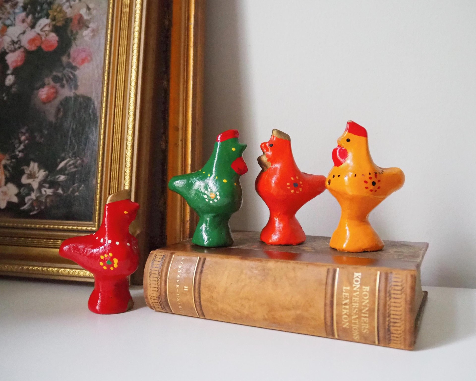 Vintage bird whistle set | Ceramic bird whistles | Retro bird whistles | Colourful bird whistles | Made in Finland | Finnish bird whistles
