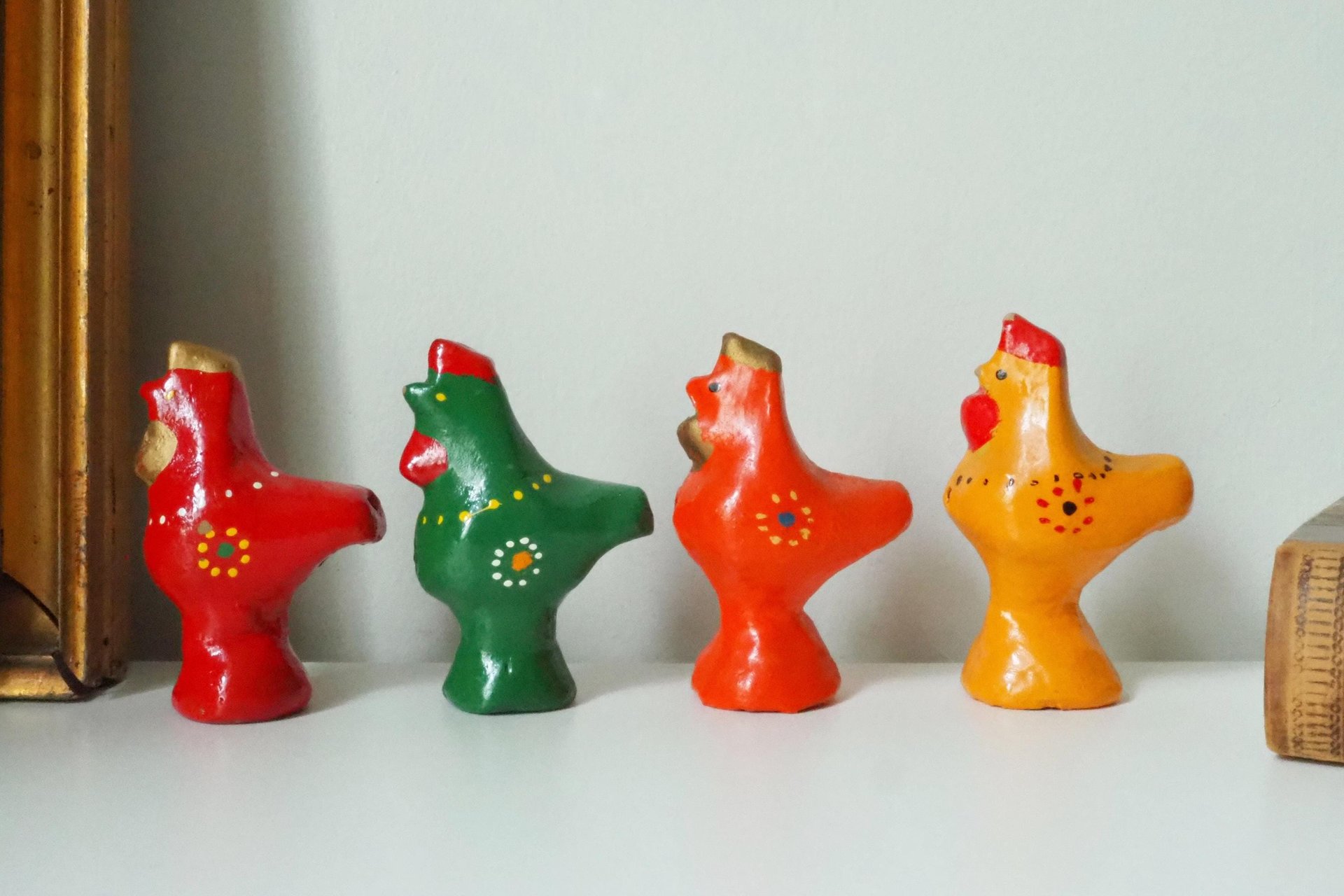 Vintage bird whistle set | Ceramic bird whistles | Retro bird whistles | Colourful bird whistles | Made in Finland | Finnish bird whistles