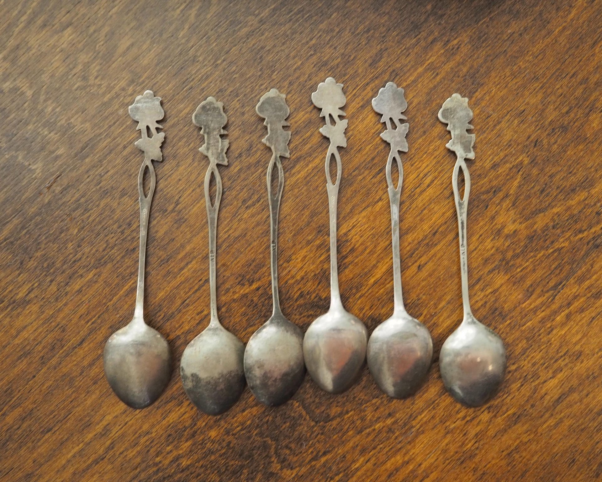 Set of six vintage teaspoons | Vintage alpacca silver teaspoons | Vintage teaspoons | Rose teaspoon set | Vintage alpacca teaspoons