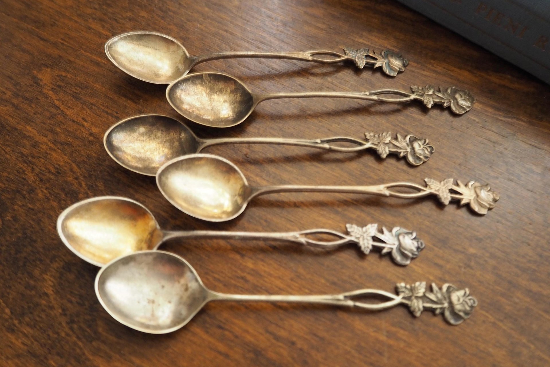 Set of six vintage teaspoons | Vintage alpacca silver teaspoons | Vintage teaspoons | Rose teaspoon set | Vintage alpacca teaspoons