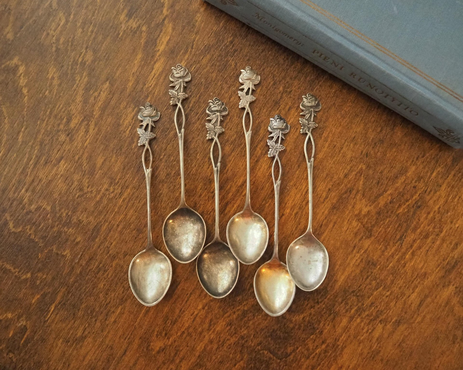 Set of six vintage teaspoons | Vintage alpacca silver teaspoons | Vintage teaspoons | Rose teaspoon set | Vintage alpacca teaspoons