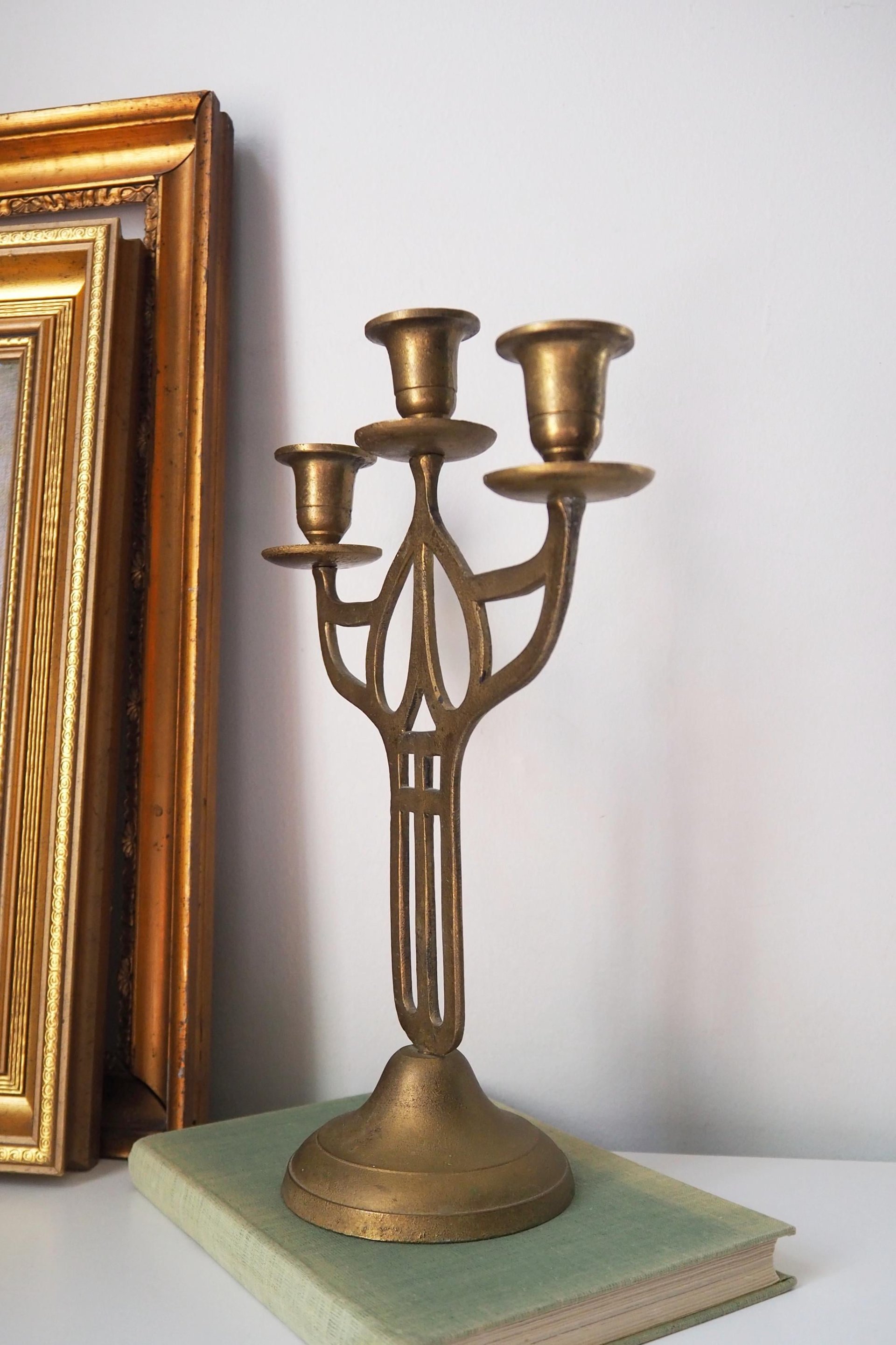Vintage three arm candelabra | Vintage candelabrum | Three arm candlestick holder | Vintage candelabra | Art nouveau candelabrum
