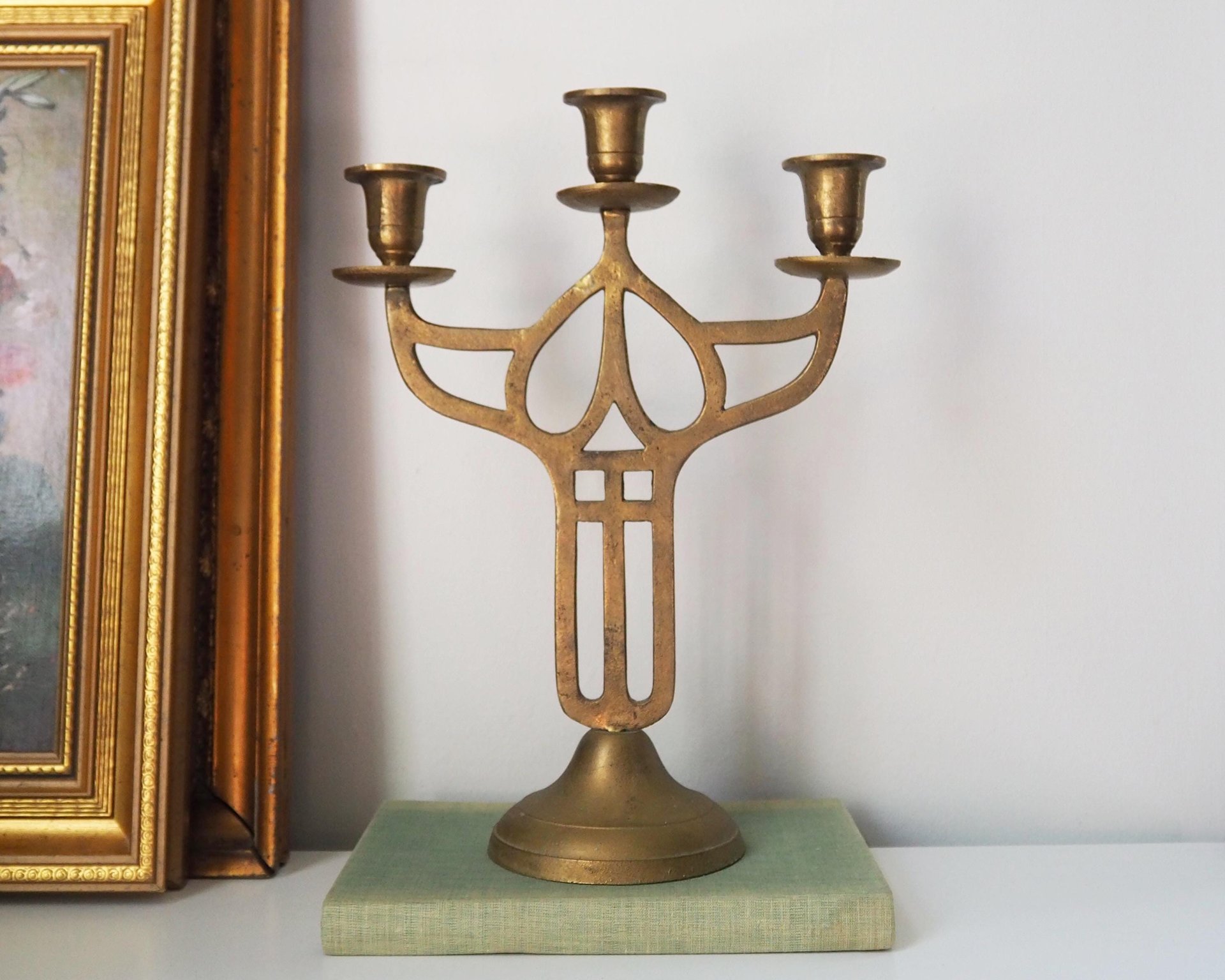 Vintage three arm candelabra | Vintage candelabrum | Three arm candlestick holder | Vintage candelabra | Art nouveau candelabrum