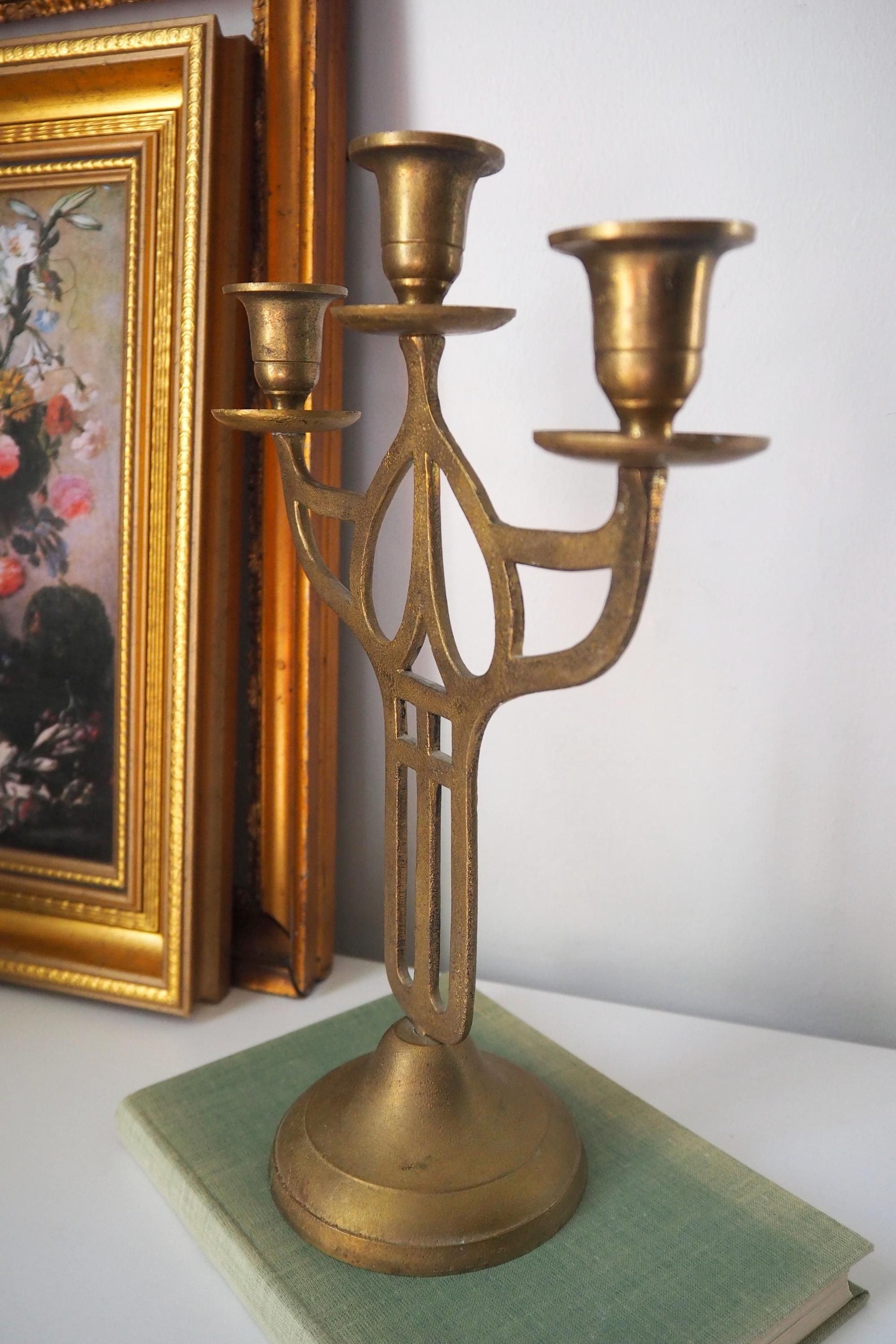 Vintage three arm candelabra | Vintage candelabrum | Three arm candlestick holder | Vintage candelabra | Art nouveau candelabrum