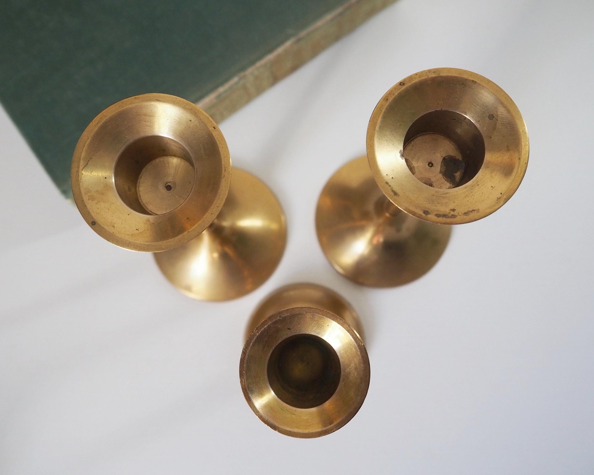 Set of three mismatched vintage candlesticks | Candle holders | Vintage brass candle holders | Mismatched brass candle holders