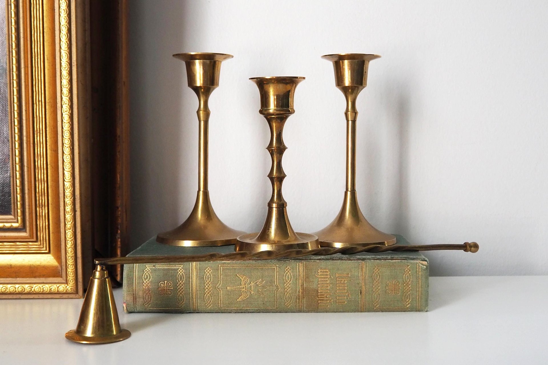 Set of three mismatched vintage candlesticks | Candle holders | Vintage brass candle holders | Mismatched brass candle holders