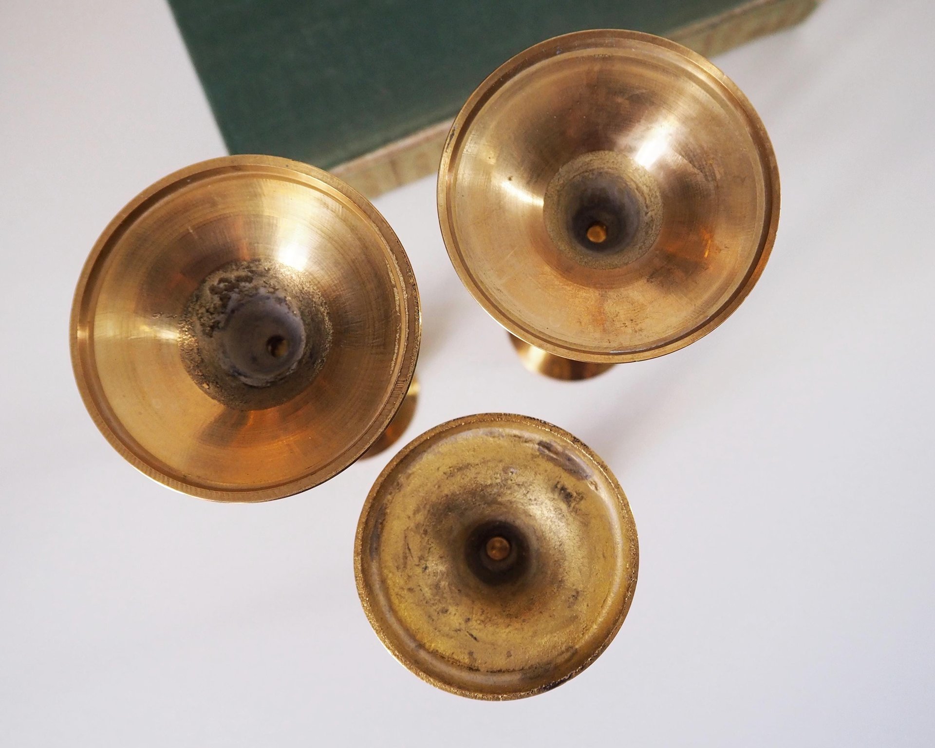 Set of three mismatched vintage candlesticks | Candle holders | Vintage brass candle holders | Mismatched brass candle holders