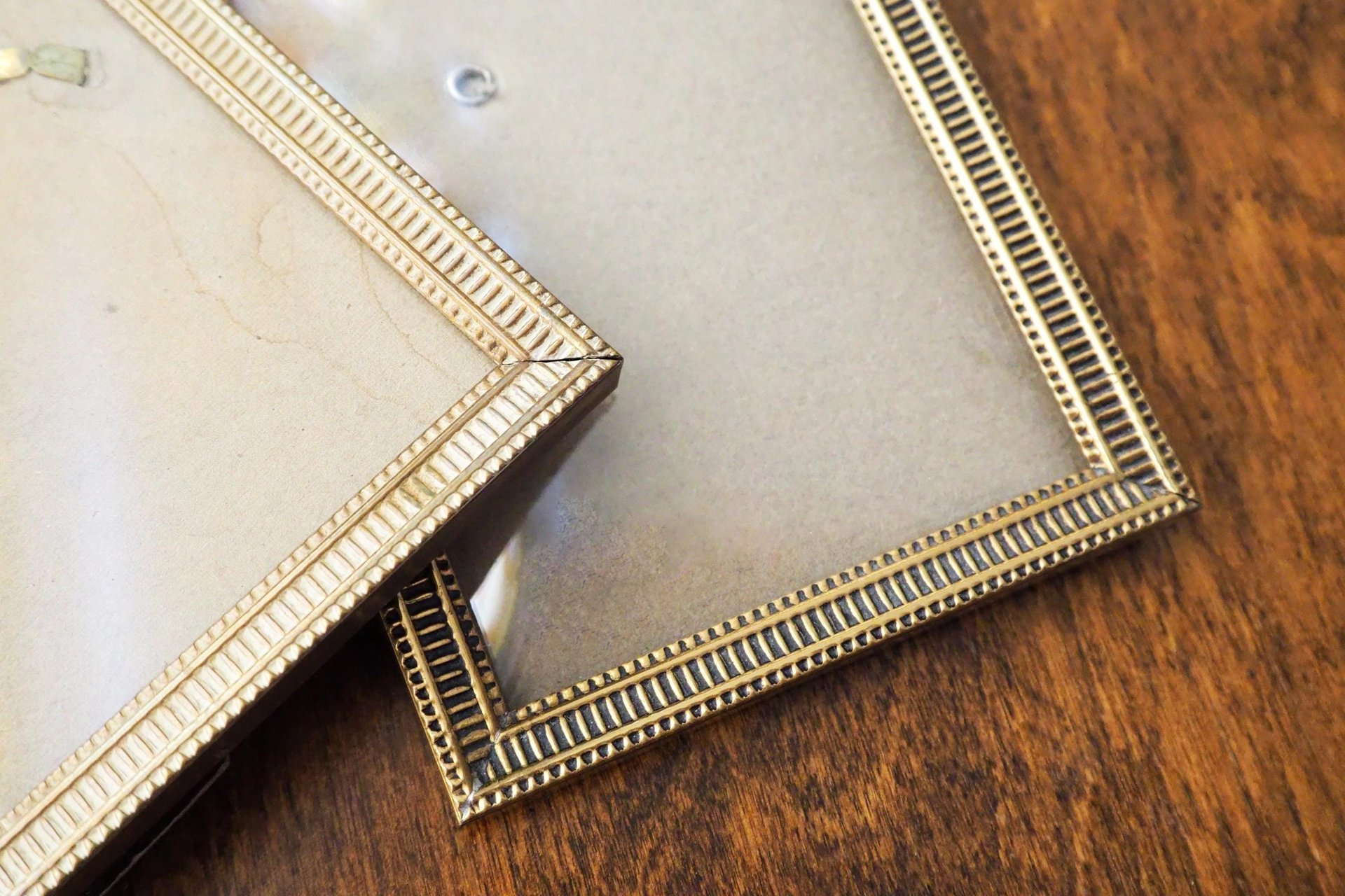 Set of two vintage brass photo frames | Brass photo frames 9x14 cm | Mismatched picture frames | Vintage brass picture frames
