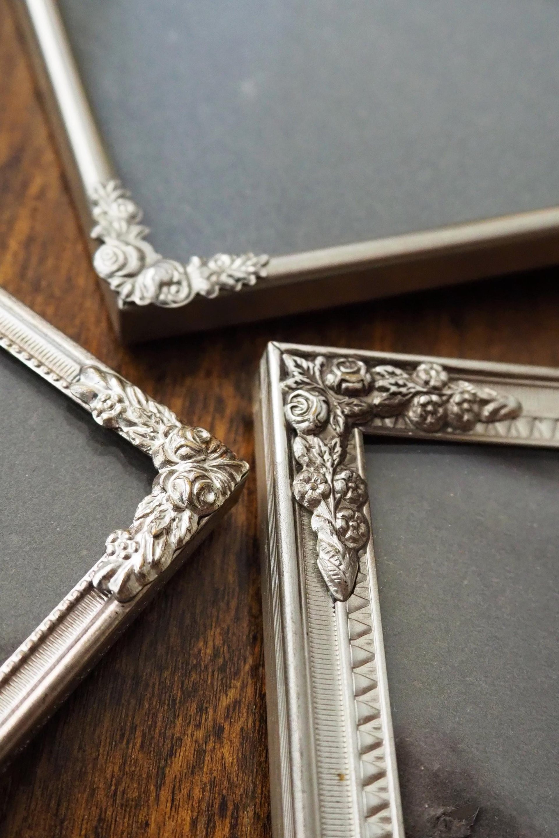 Set of three vintage photo frames | Vintage silver plated photo frames | Silver plated Danish frames | Silver plated picture frames