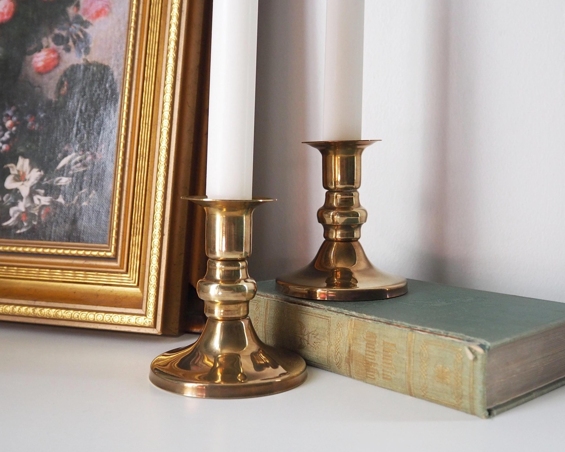 Pair of vintage candlestick holders | Brass candlestick holders | Simple brass candlestick holders