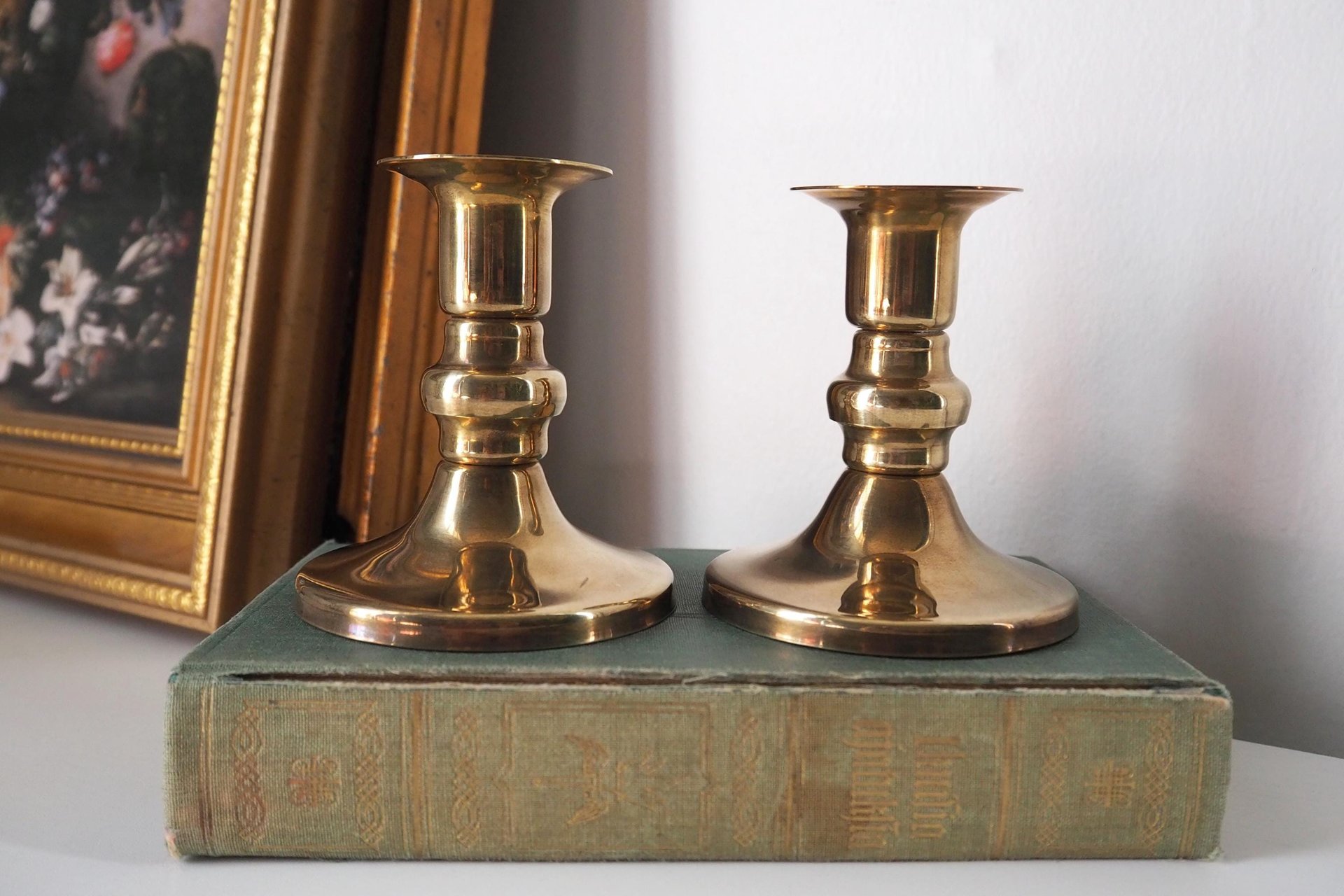 Pair of vintage candlestick holders | Brass candlestick holders | Simple brass candlestick holders