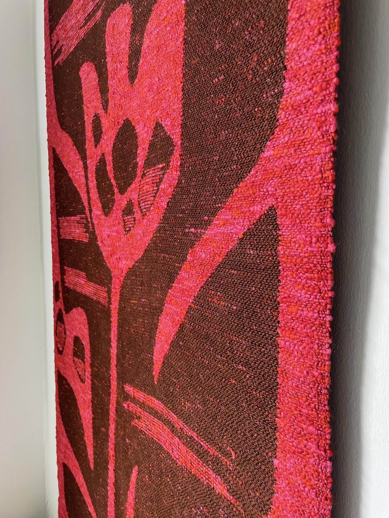 Vintage wall hanging | Large wall hanging | Scandinavian wall tapestry | 1970s wall tapestry | Retro wall hanging | Red and brown tapestry