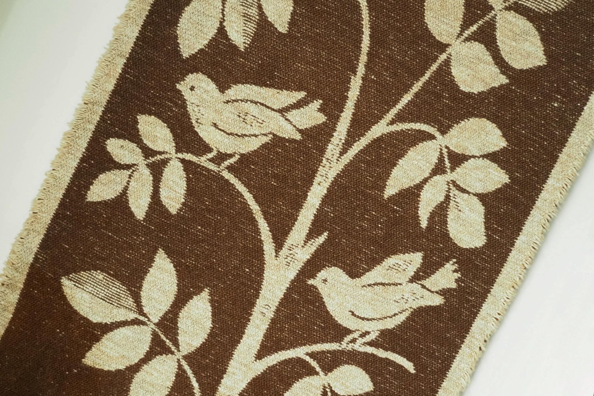 Vintage wall hanging | Large wall hanging | Scandinavian woven textile | Bird wall hanging | Brown and white wall hanging