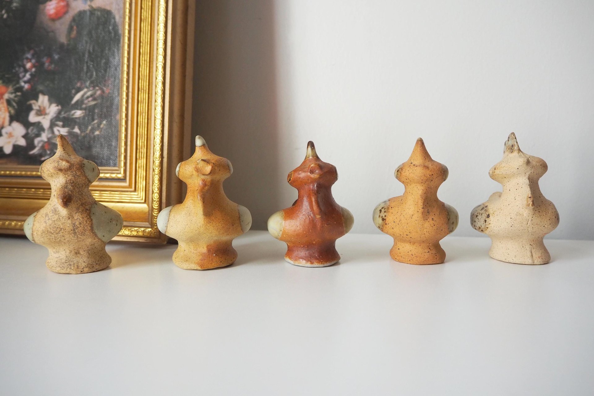 Vintage bird whistle set | Ceramic bird whistles | Set of five vintage bird whistles | Made in Finland | Finnish bird whistles