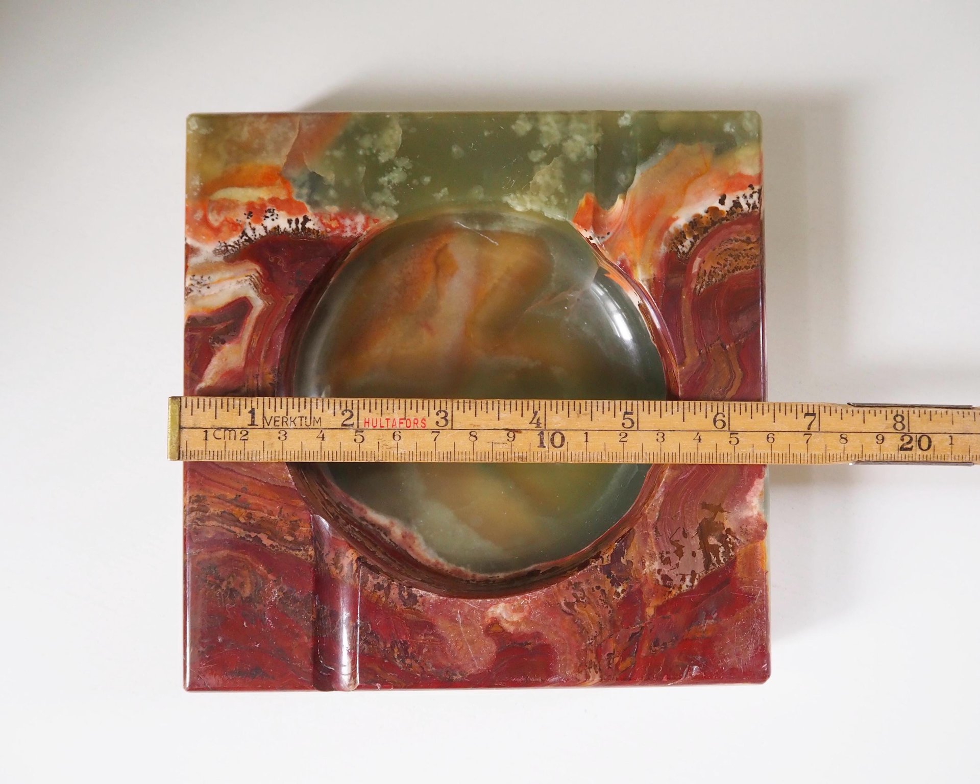 Vintage onyx marble ashtray | Large onyx ashtray | Large marble ashtray | Red and green onyx ashtray | Vintage ashtray