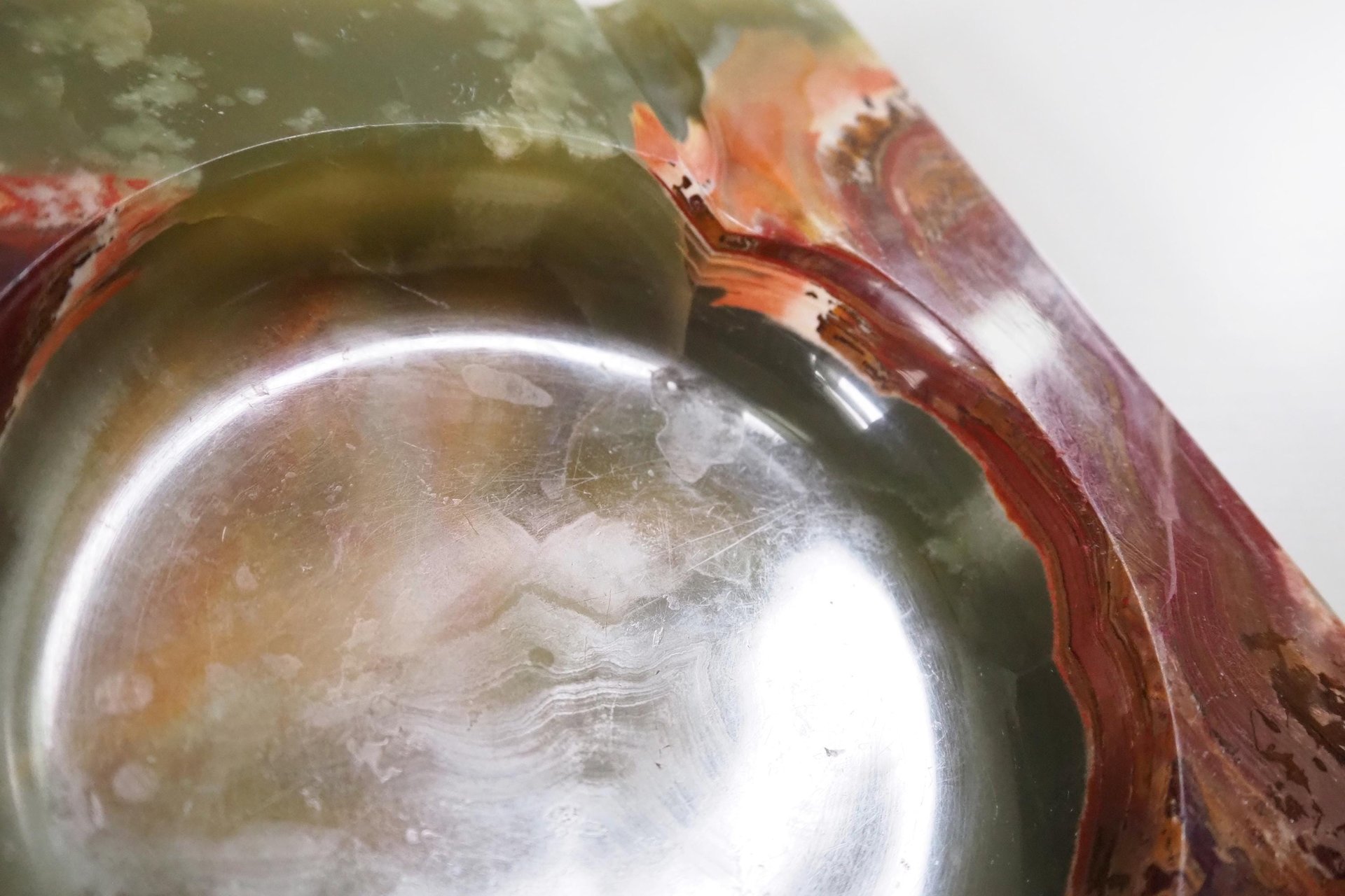 Vintage onyx marble ashtray | Large onyx ashtray | Large marble ashtray | Red and green onyx ashtray | Vintage ashtray