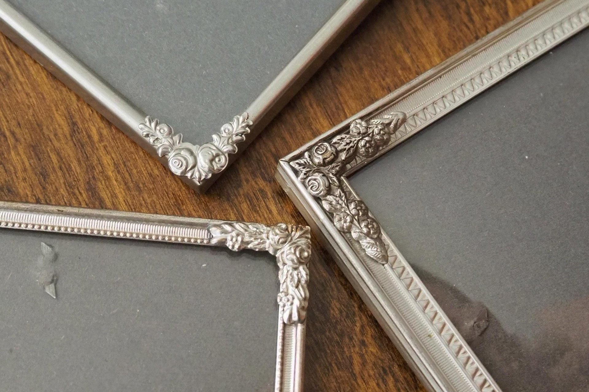 Set of three vintage photo frames | Vintage silver plated photo frames | Silver plated Danish frames | Silver plated picture frames