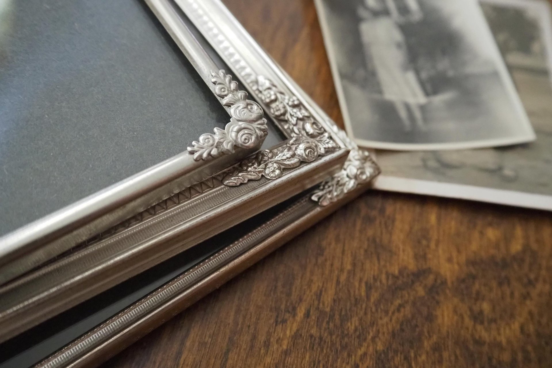 Set of three vintage photo frames | Vintage silver plated photo frames | Silver plated Danish frames | Silver plated picture frames
