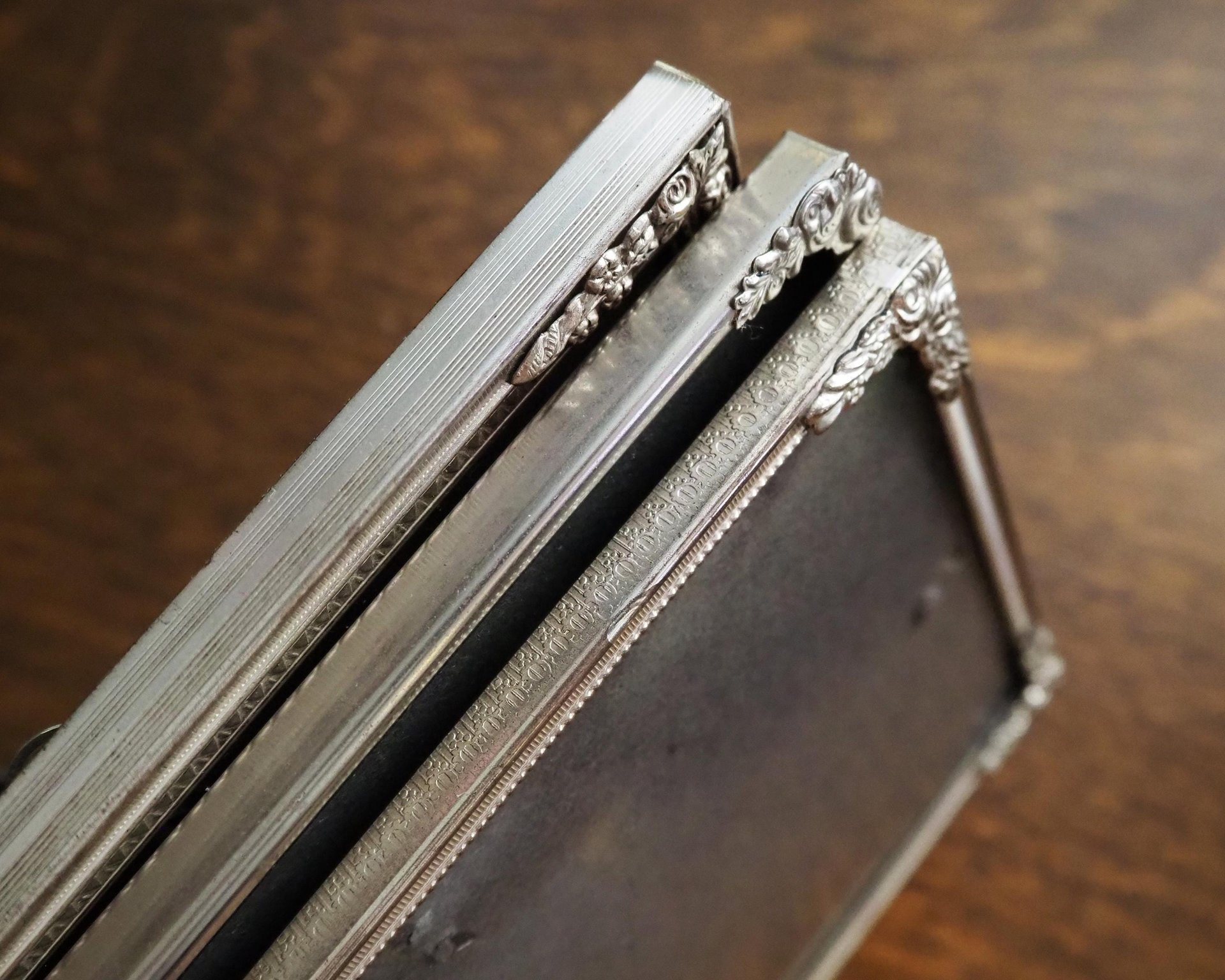 Set of three vintage photo frames | Vintage silver plated photo frames | Silver plated Danish frames | Silver plated picture frames