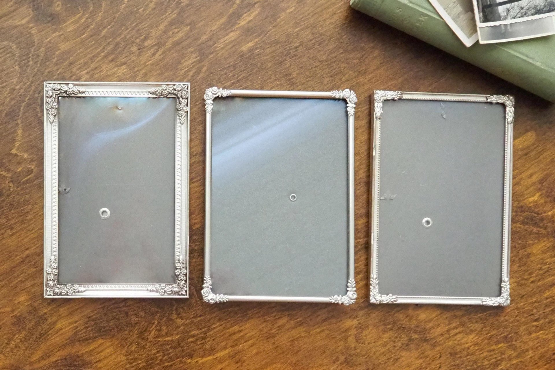 Set of three vintage photo frames | Vintage silver plated photo frames | Silver plated Danish frames | Silver plated picture frames