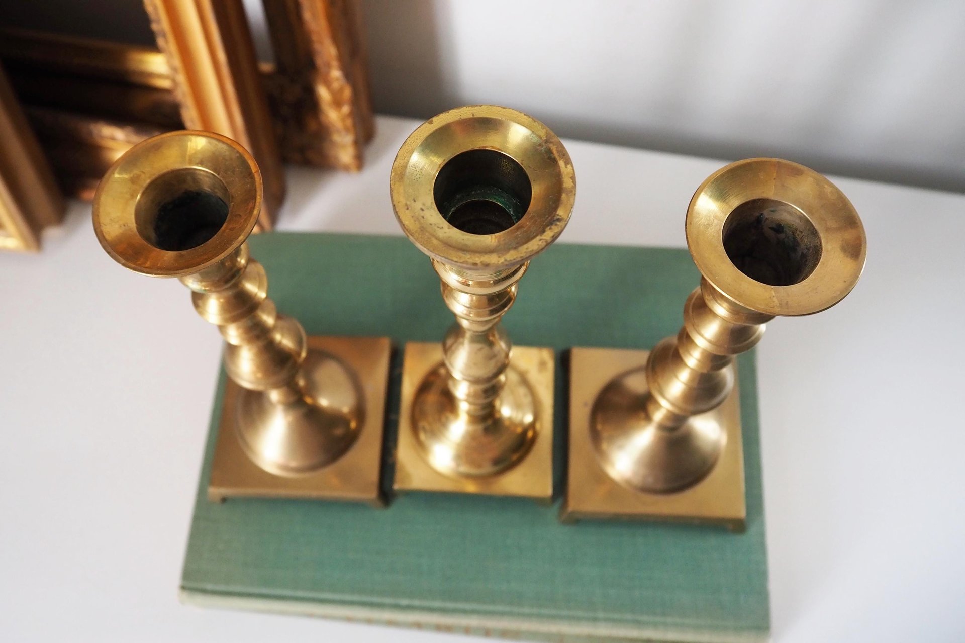 Set of three mismatched vintage candlesticks | Candle holders | Vintage brass candle holders | Mismatched brass candle holders