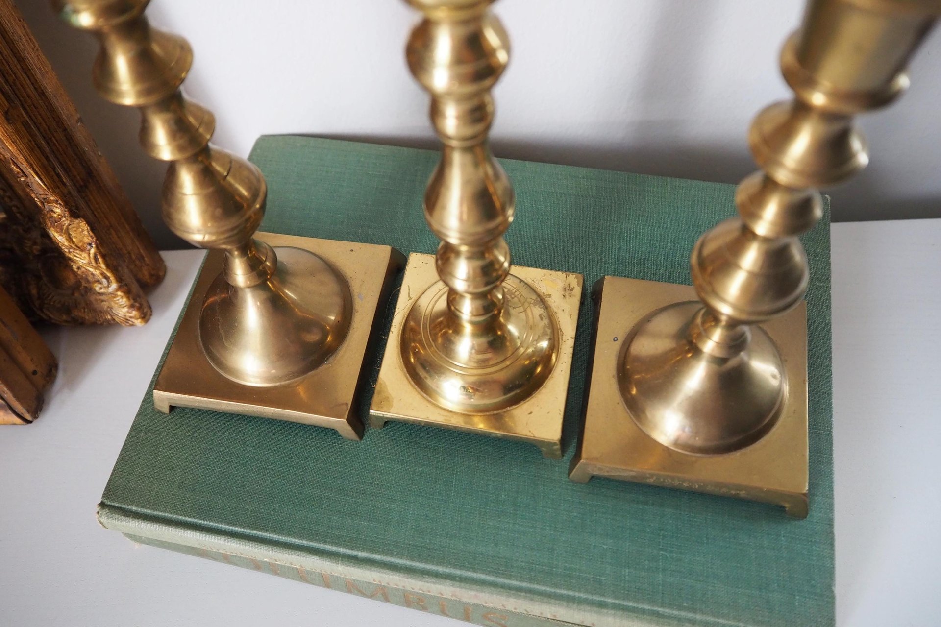 Set of three mismatched vintage candlesticks | Candle holders | Vintage brass candle holders | Mismatched brass candle holders