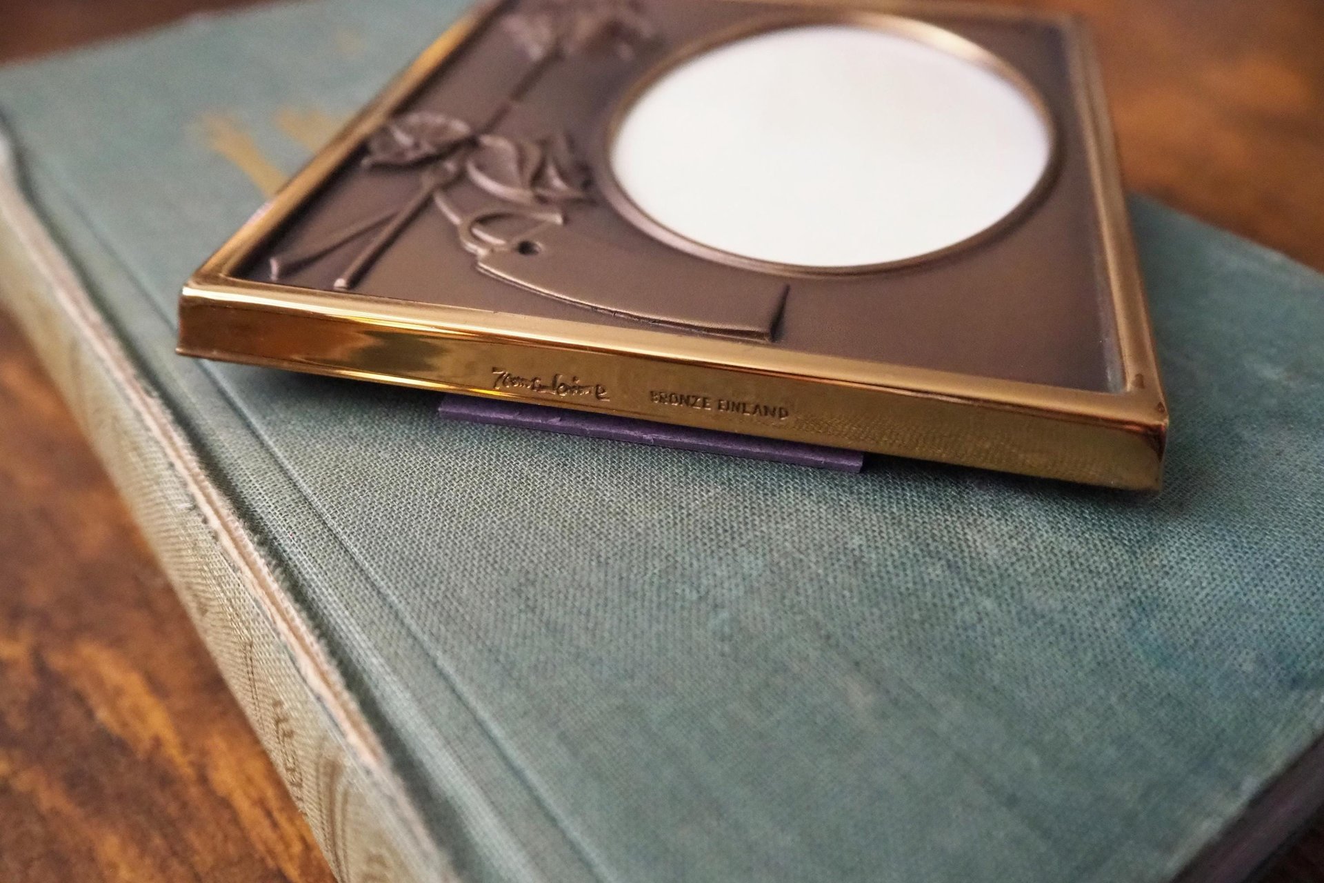 Vintage bronze photo frame | Jorma Laine Bronze Finland | Christening picture frame | Vintage picture frame | Made in Finland